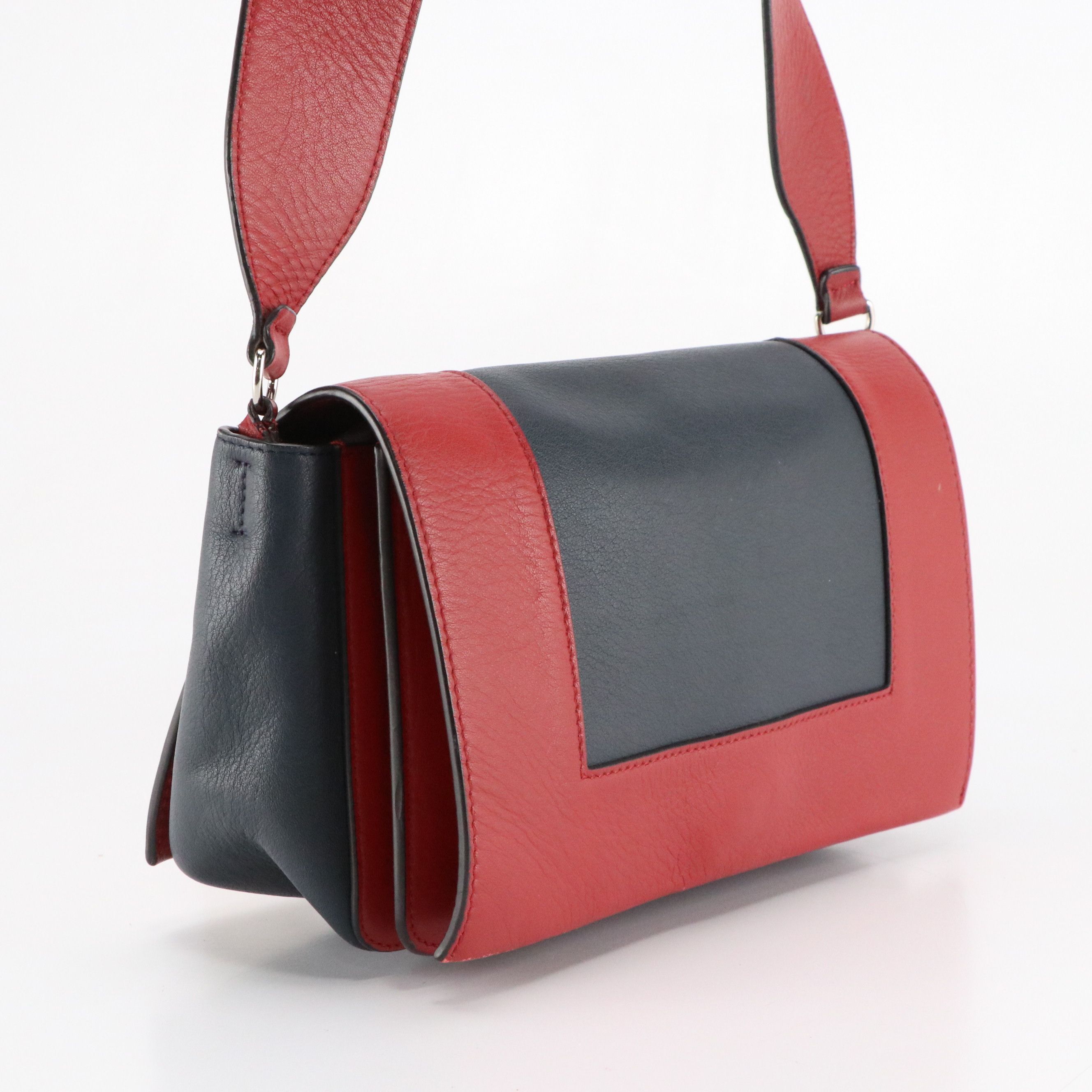 Celine Medium Frame Bag in Navy/Red Leather