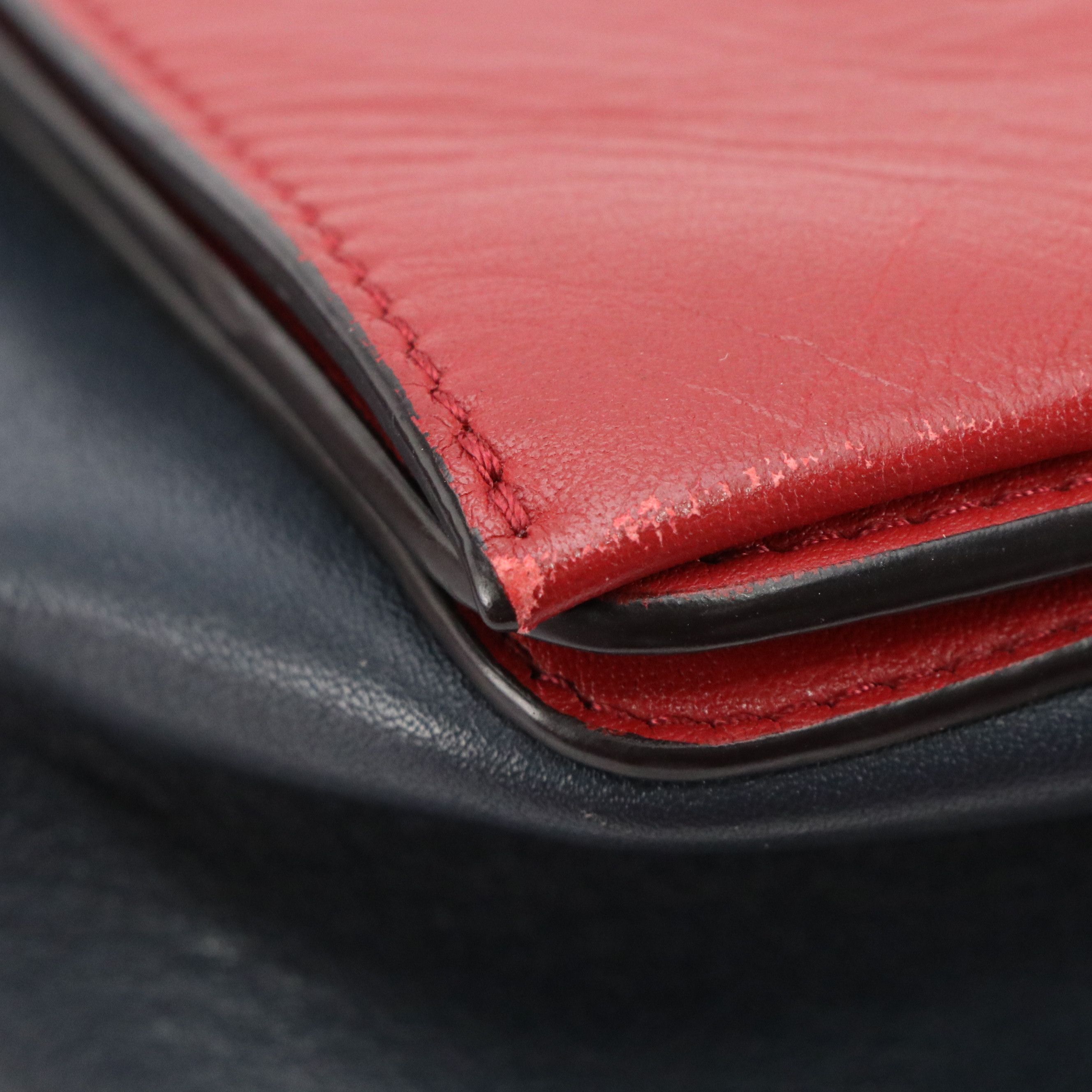 Celine Medium Frame Bag in Navy/Red Leather