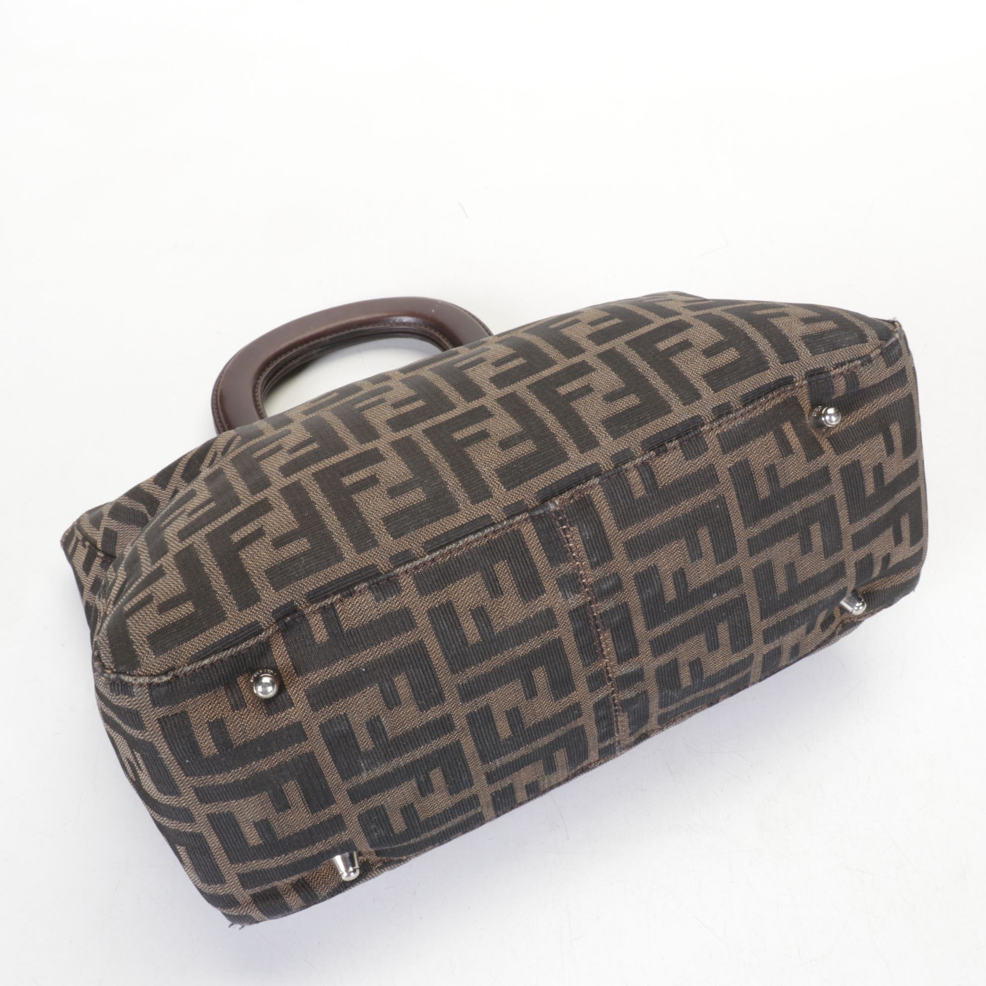 Fendi FF Zucca Jacquard Canvas and Leather Handbag