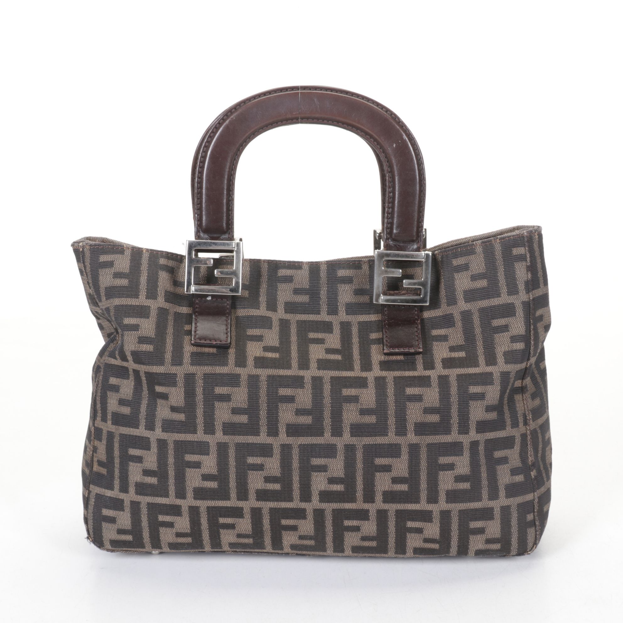 Fendi FF Zucca Jacquard Canvas and Leather Handbag