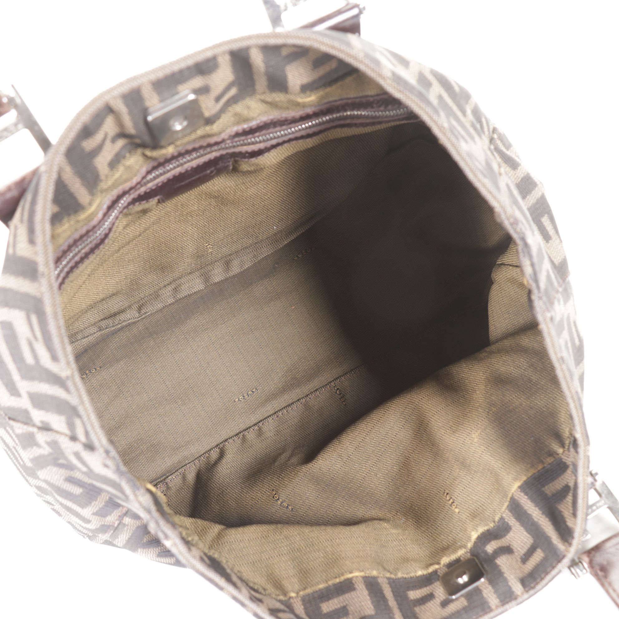Fendi FF Zucca Jacquard Canvas and Leather Handbag