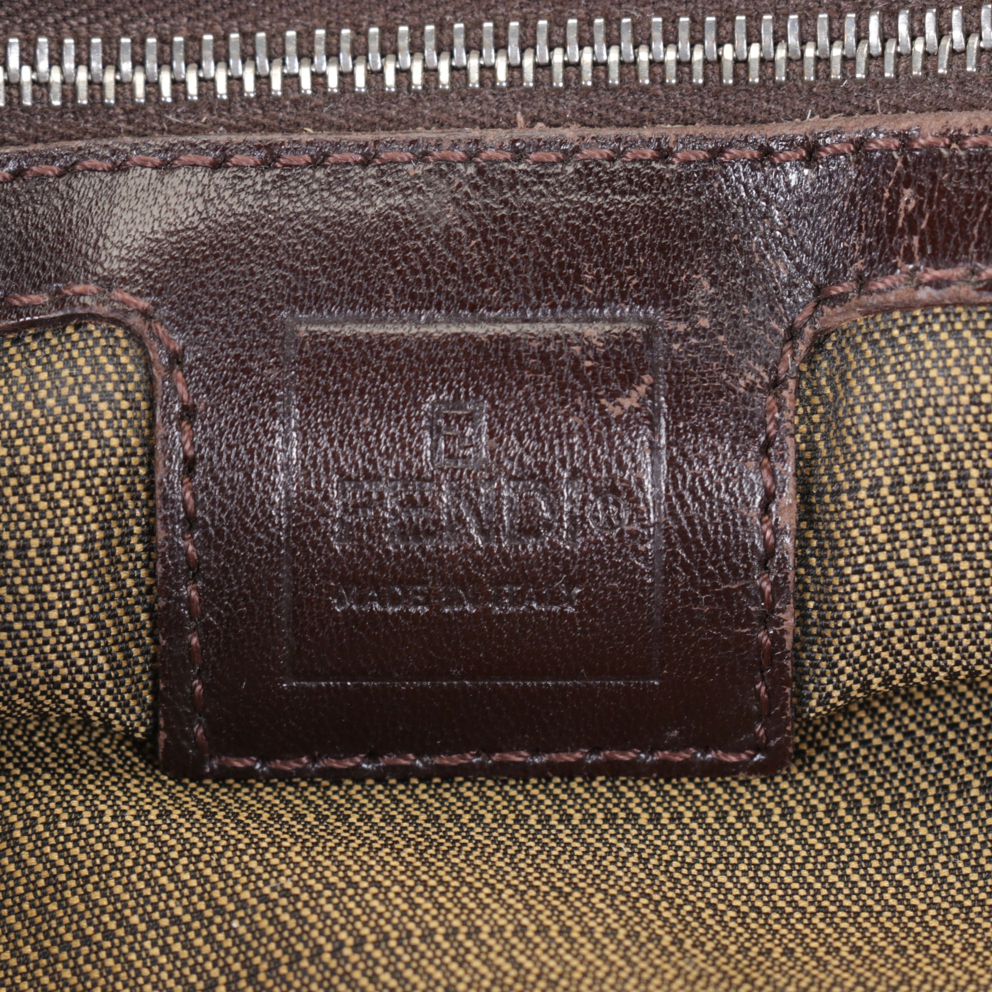 Fendi FF Zucca Jacquard Canvas and Leather Handbag