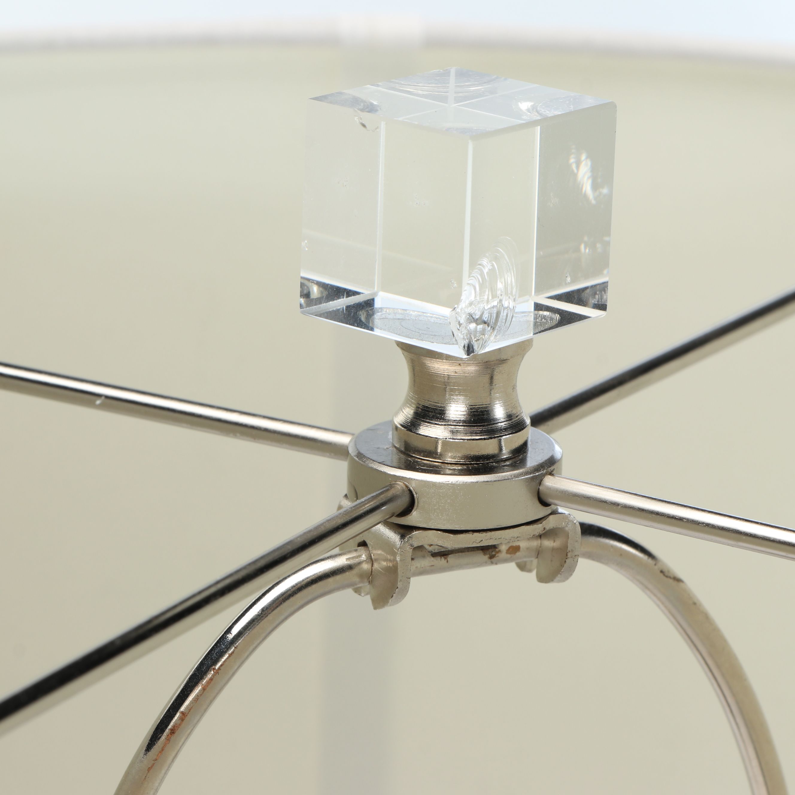 Pair of Silver Painted Faux Bois Table Lamps with Drum Shades