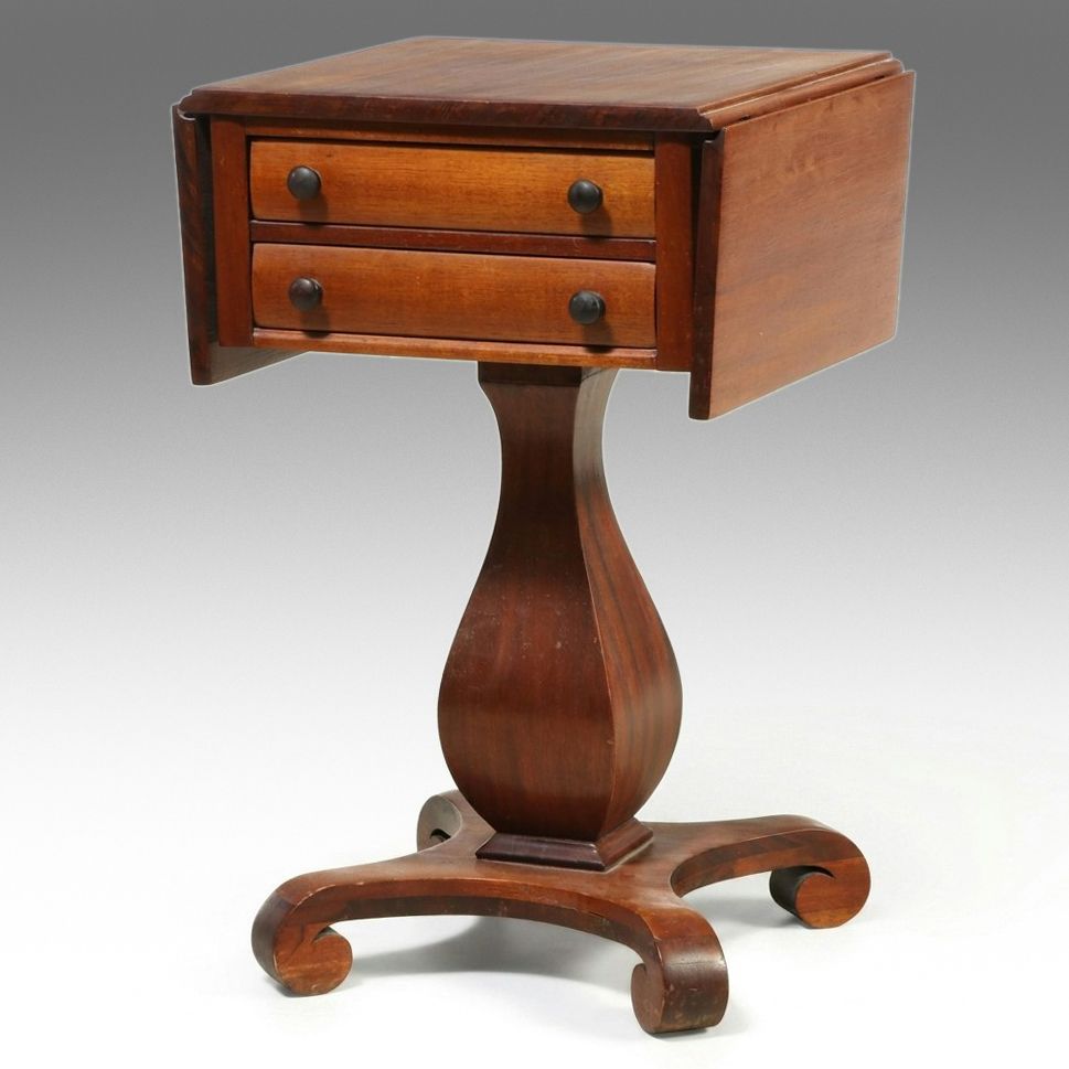 Empire Style Cherry Drop-Leaf Sewing Table