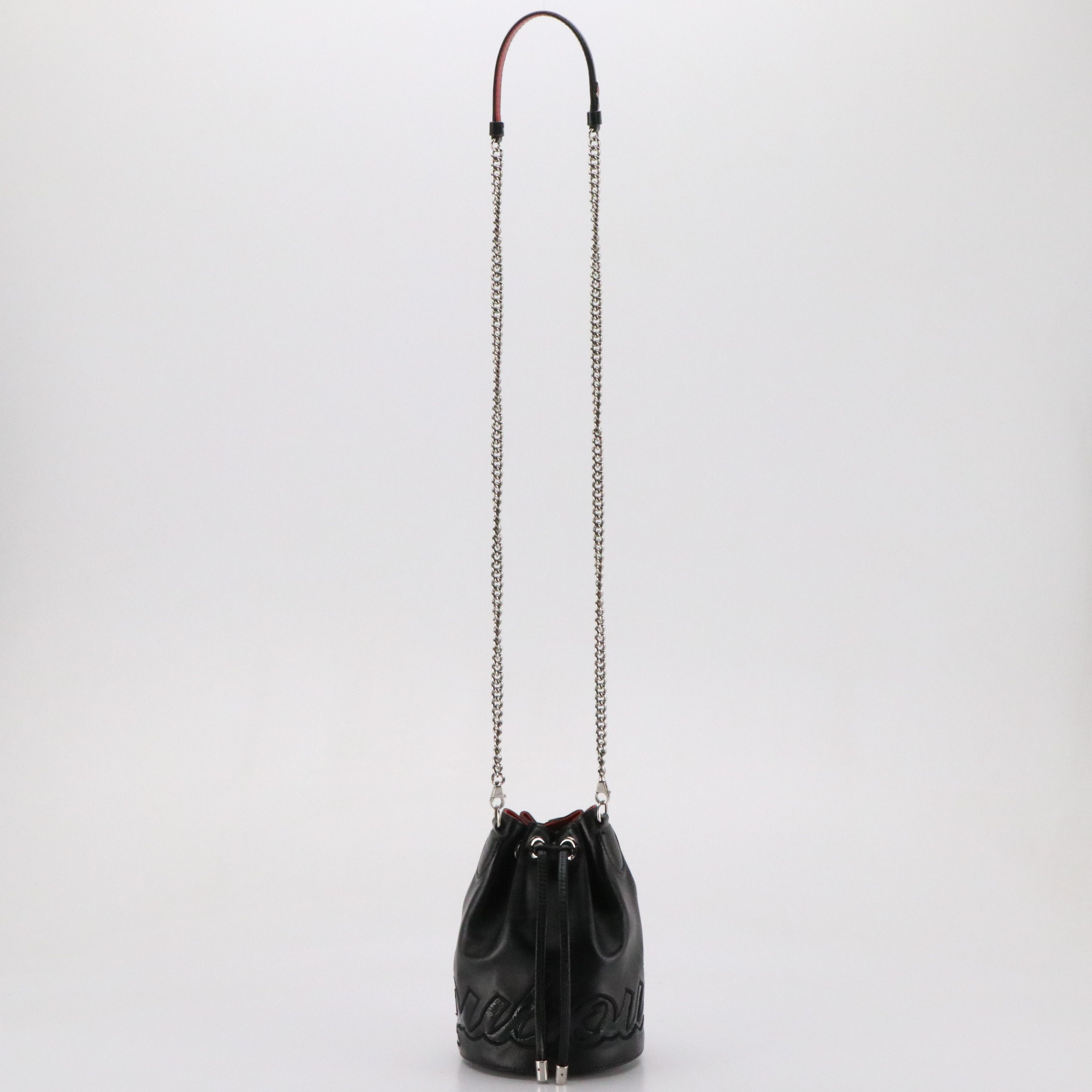 Christian Louboutin Marie Jane Mini Chain Strap Bucket Bag in Black Calfskin
