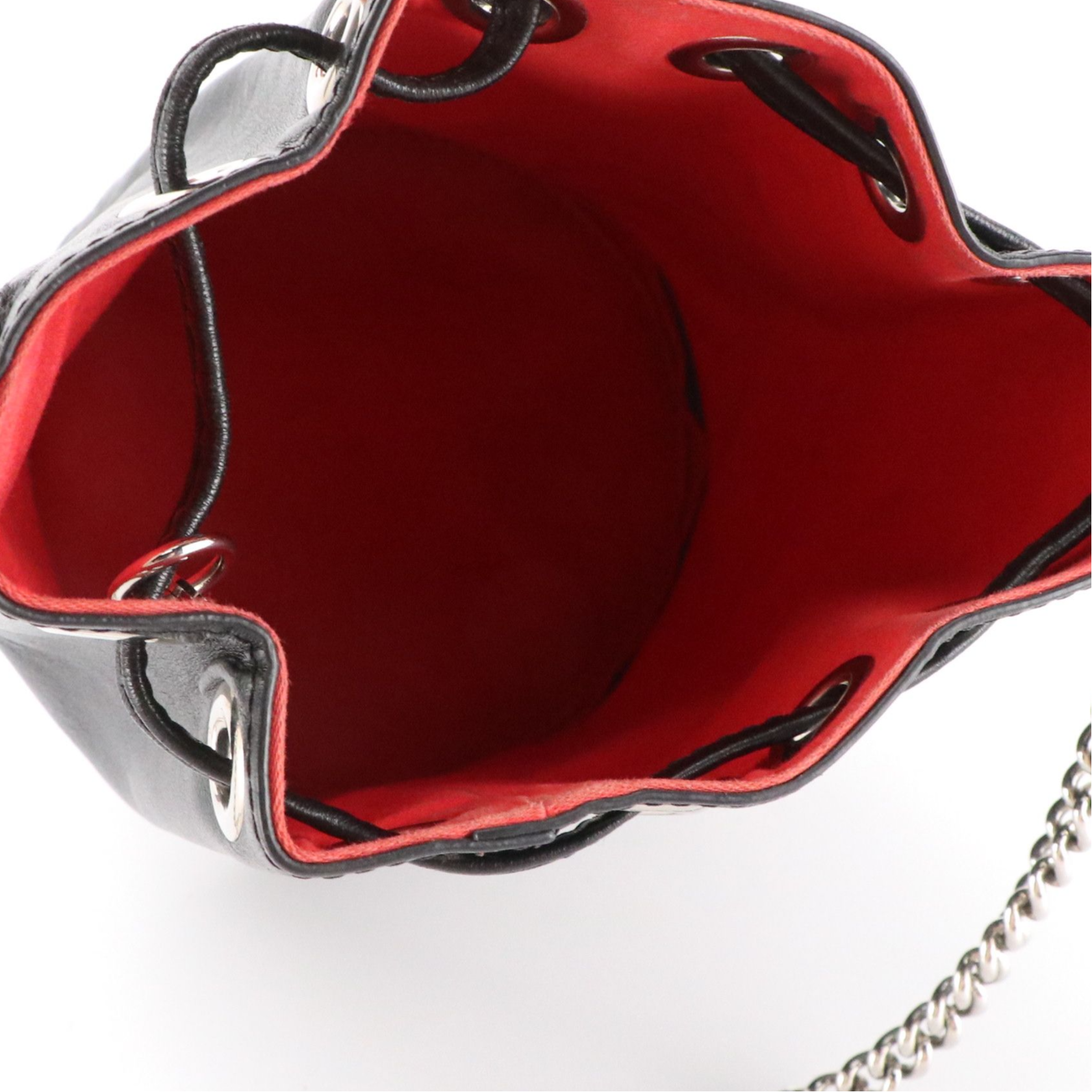 Christian Louboutin Marie Jane Mini Chain Strap Bucket Bag in Black Calfskin