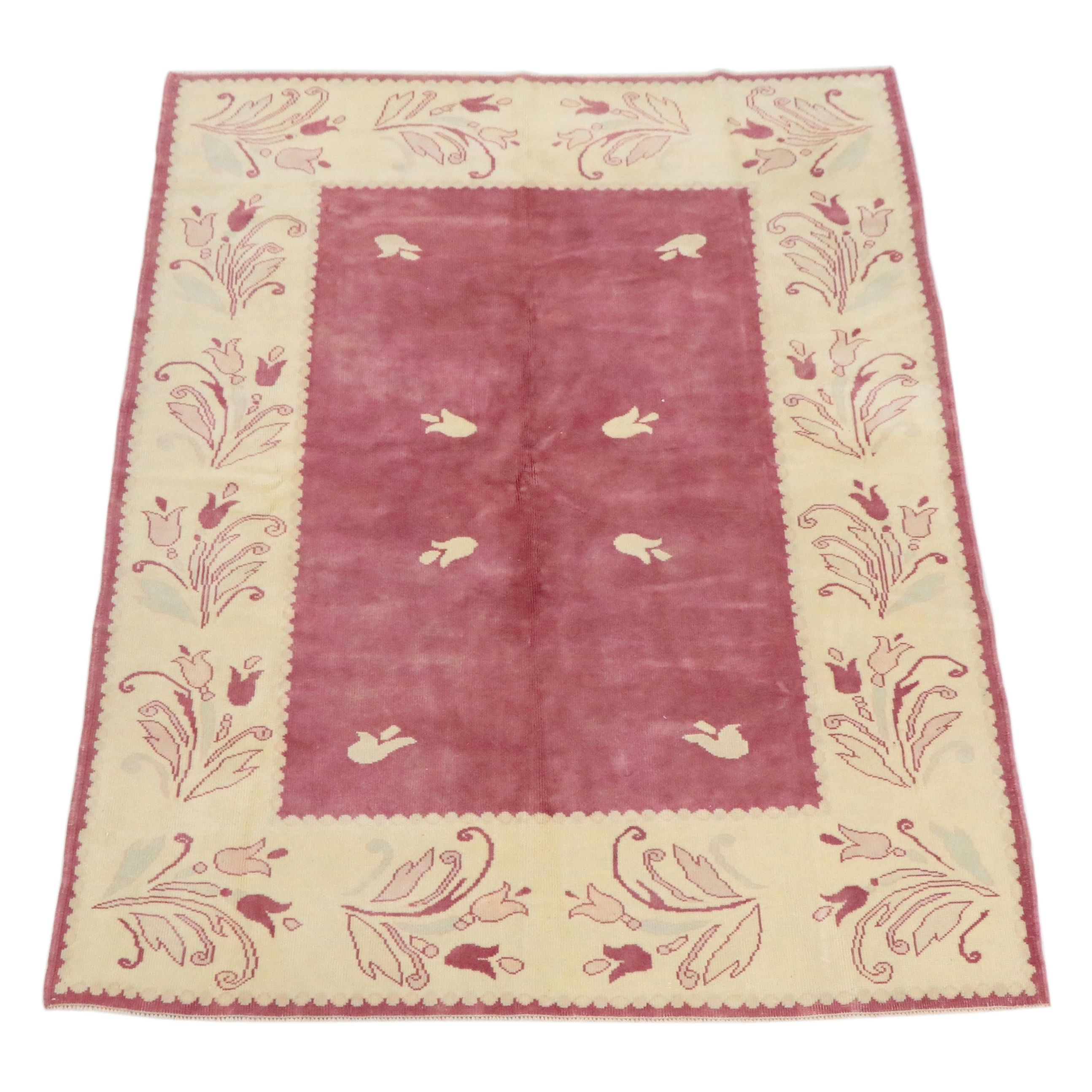 5'9 x 7'8 Hand-Knotted Turkish Oushak Style Area Rug