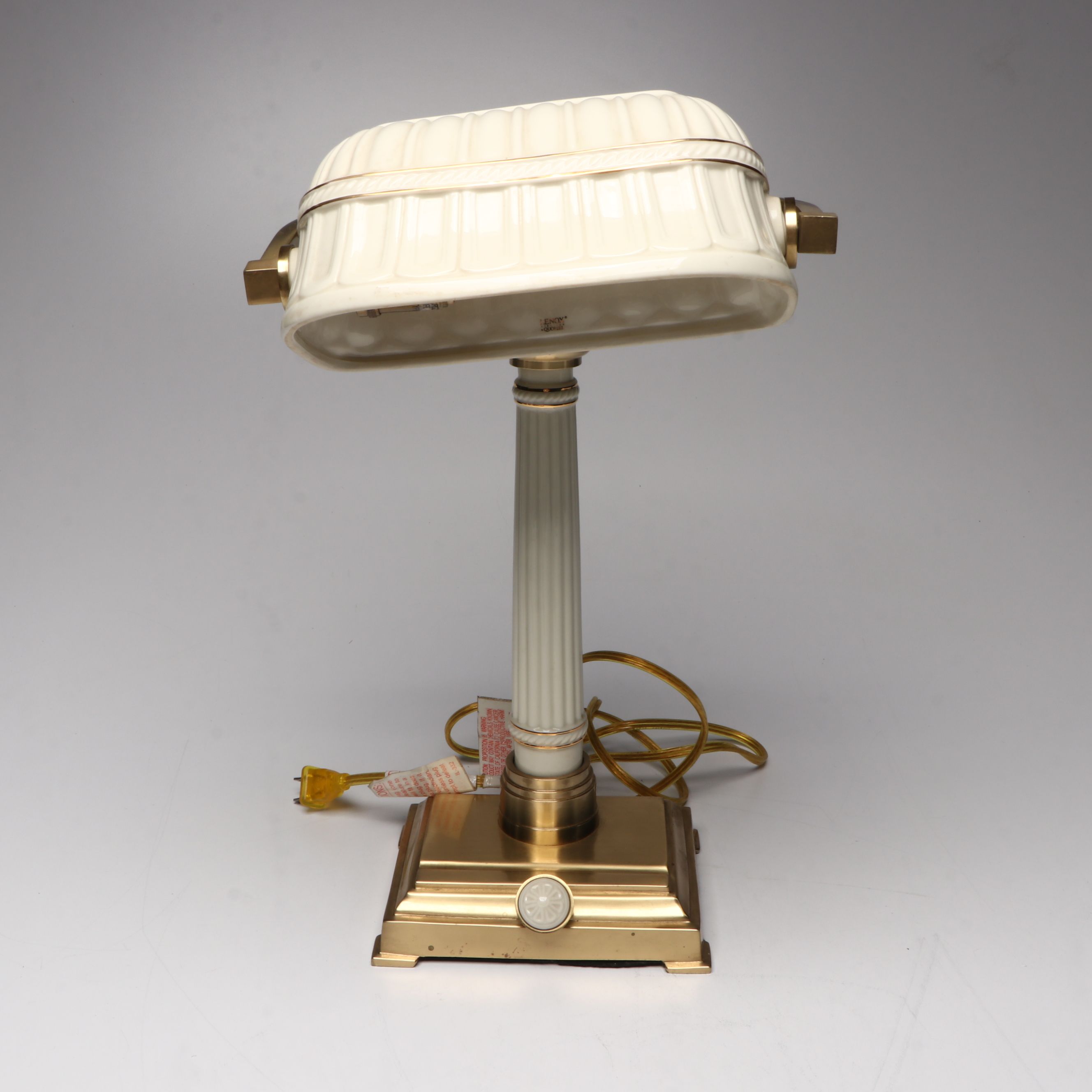 Quoizel for Lenox Bone China and Brass Bankers Desk Lamp
