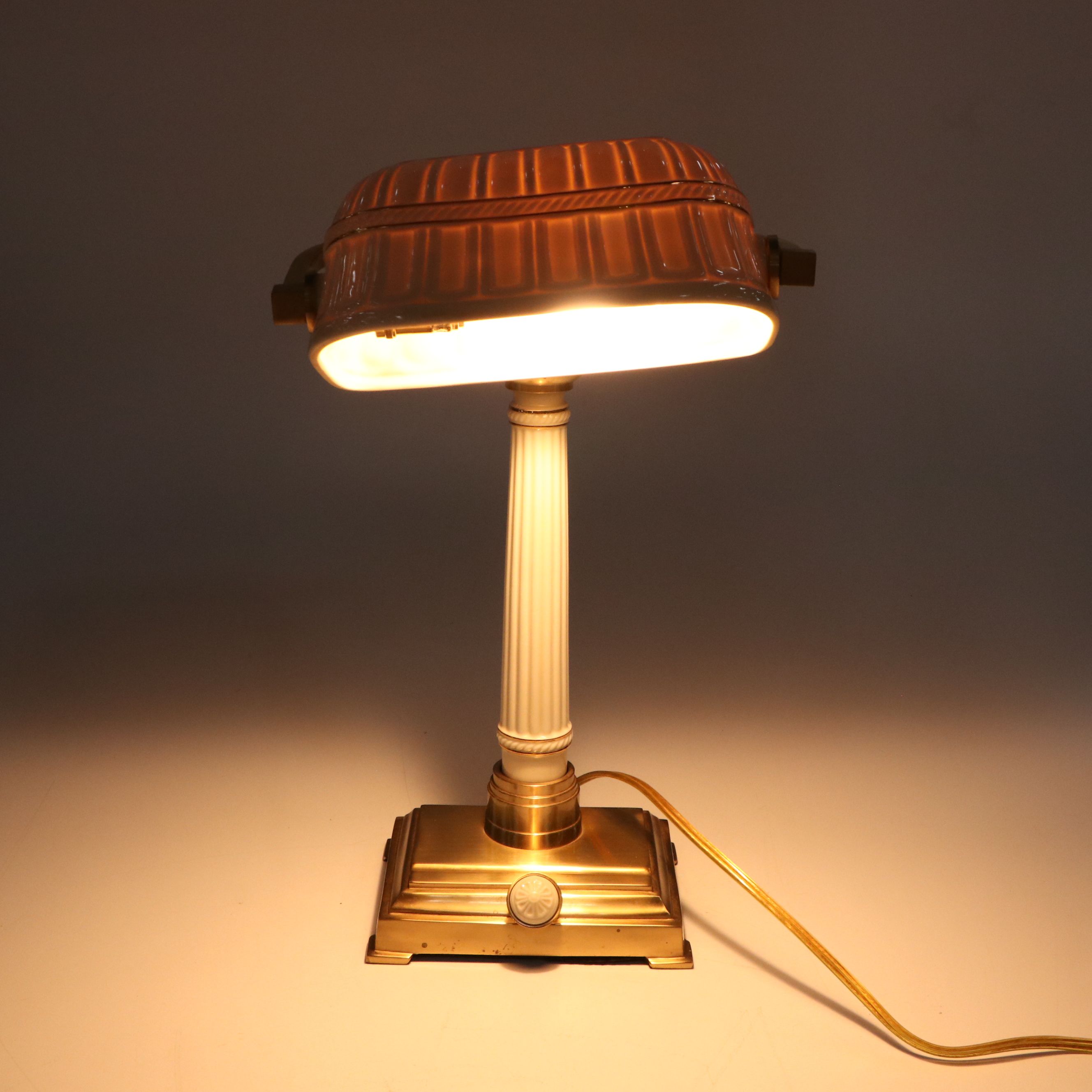 Quoizel for Lenox Bone China and Brass Bankers Desk Lamp