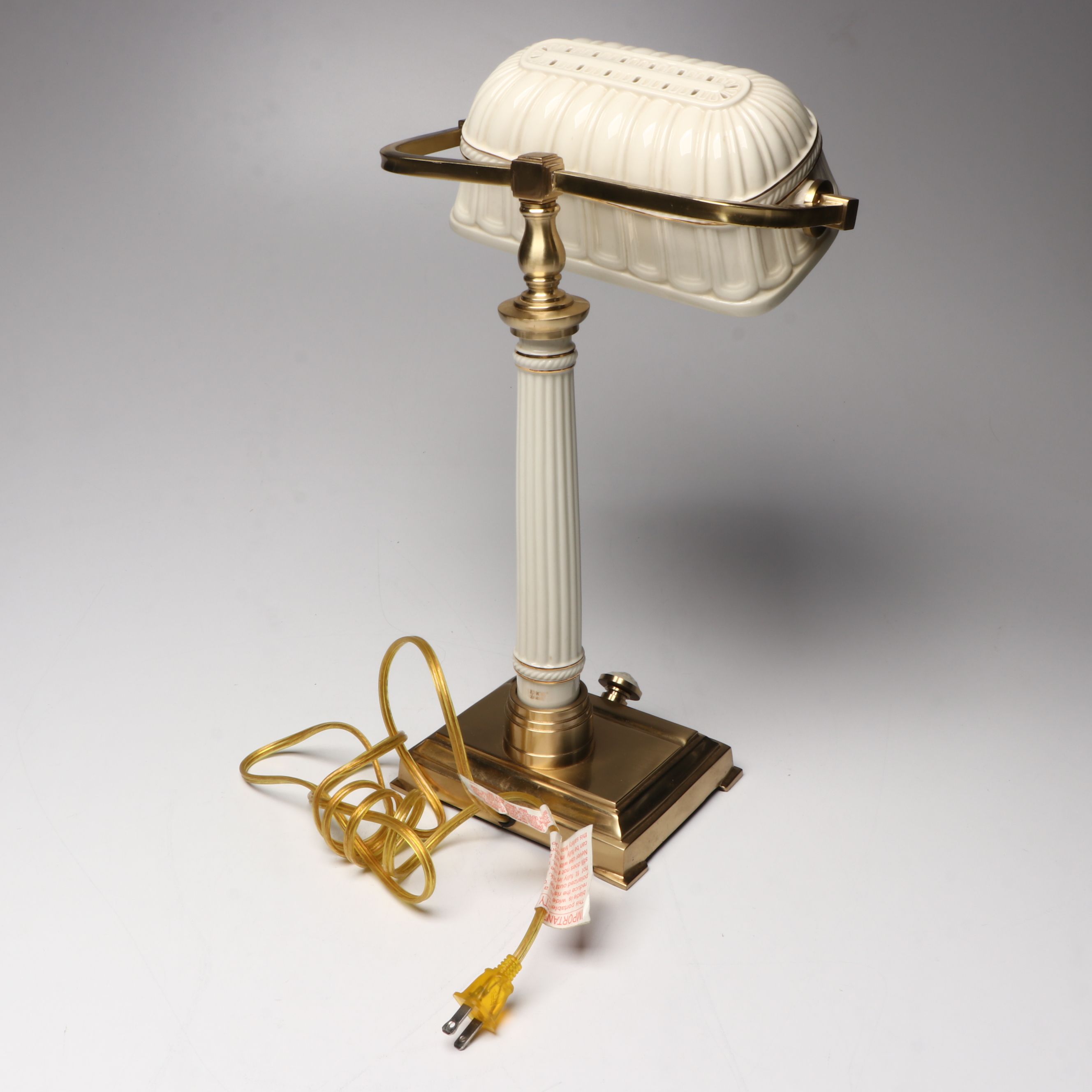 Quoizel for Lenox Bone China and Brass Bankers Desk Lamp