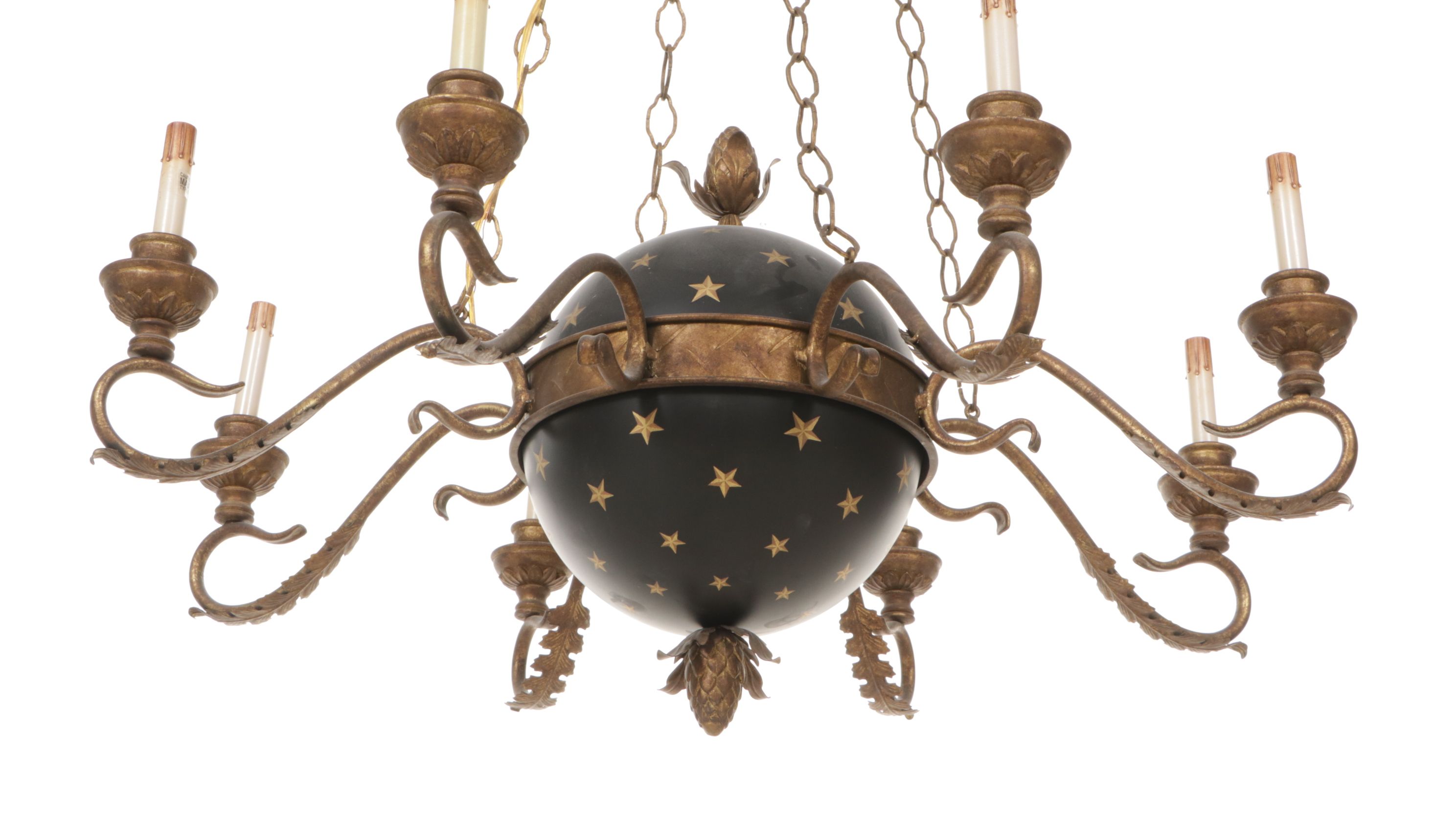 Currey & Company French Empire Style Star and Globe Eight-Arm Chandelier, 2009