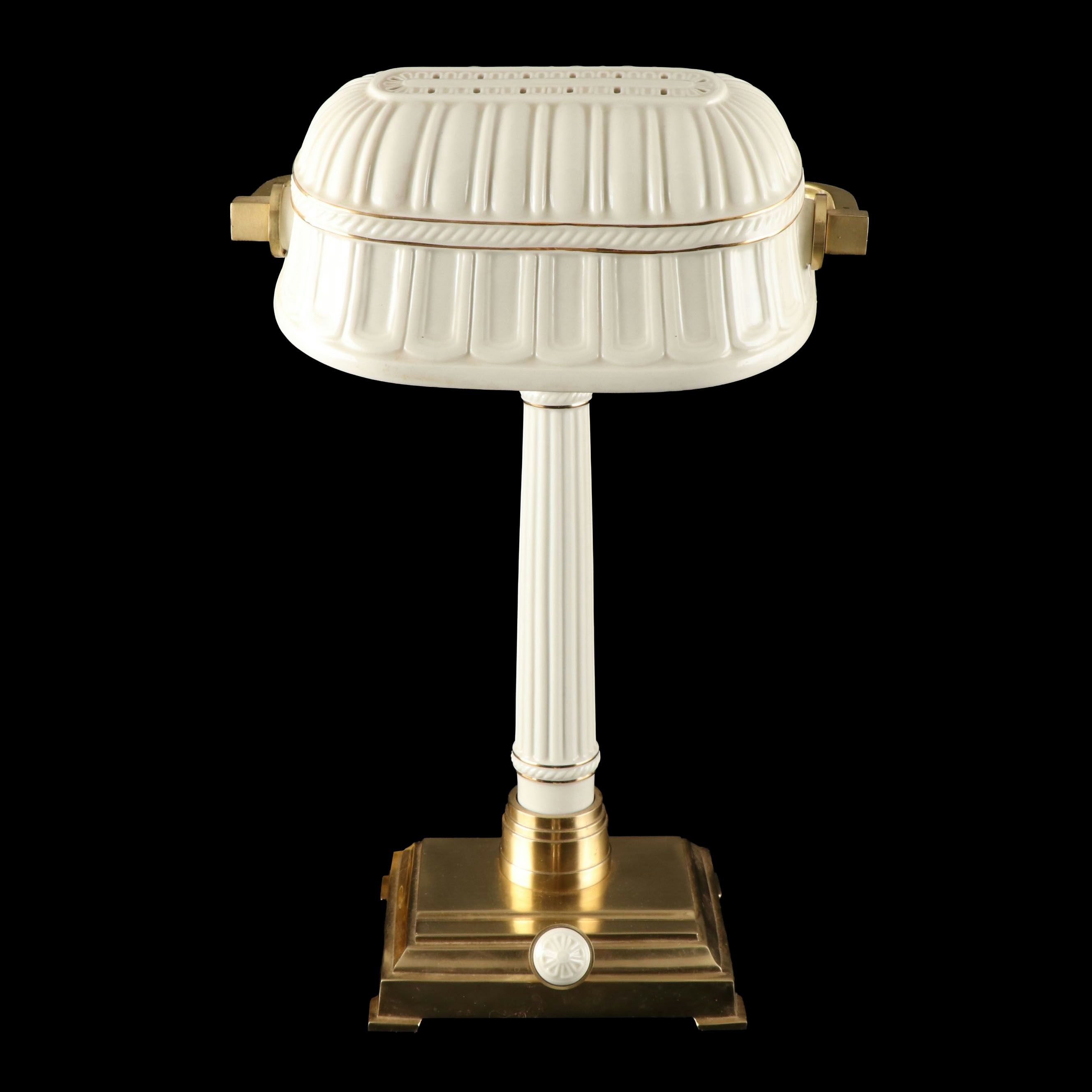 Quoizel for Lenox Bone China and Brass Bankers Desk Lamp