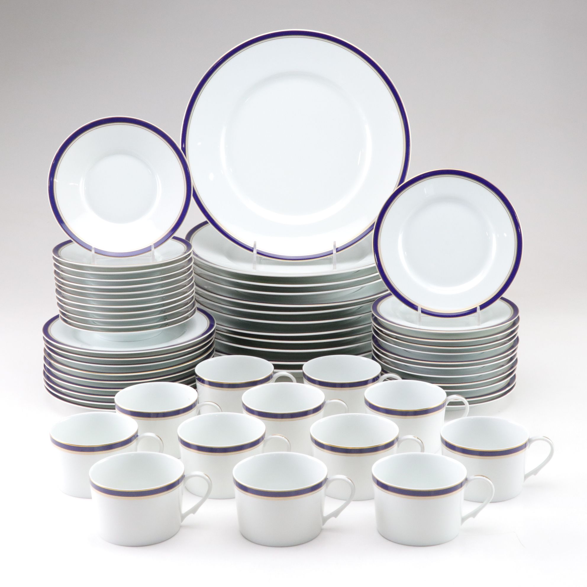 Raynaud & Co. Limoges "Diplomat Blue" Porcelain Dinnerware
