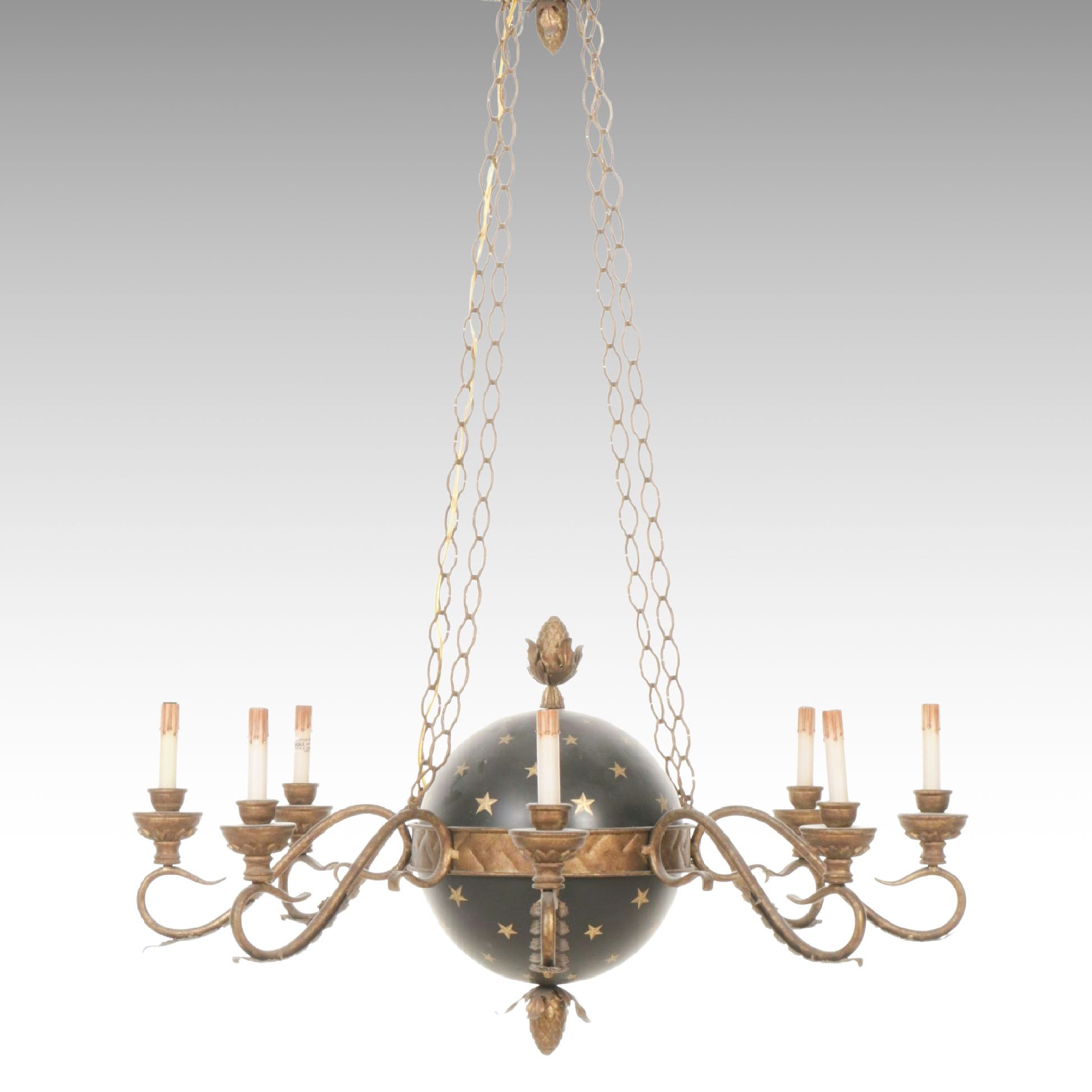 French Empire Eight Light Globe Chandelier
