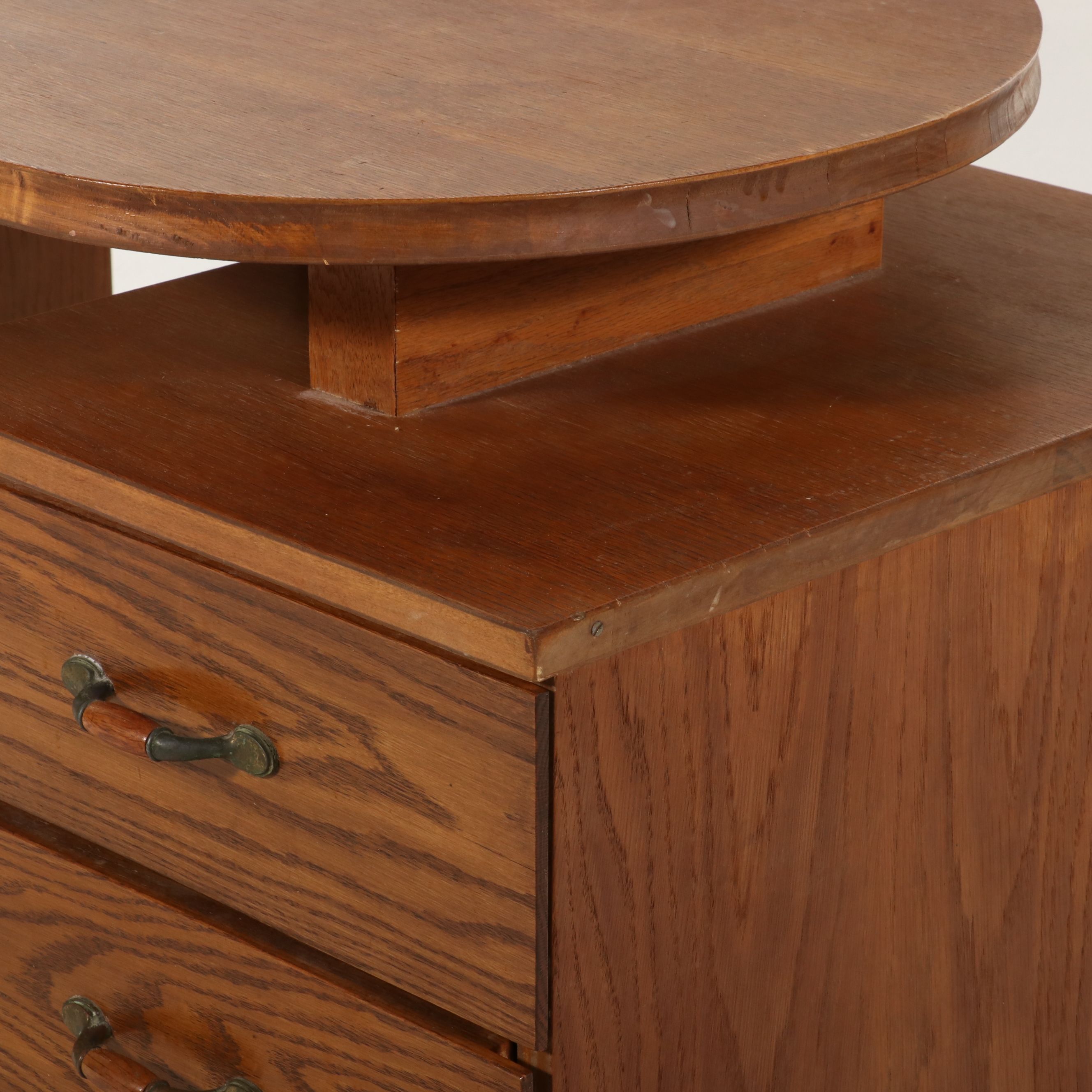 Mid Century Modern Walnut Veneer Desk with Raised Kidney-Shaped Top, 1960s