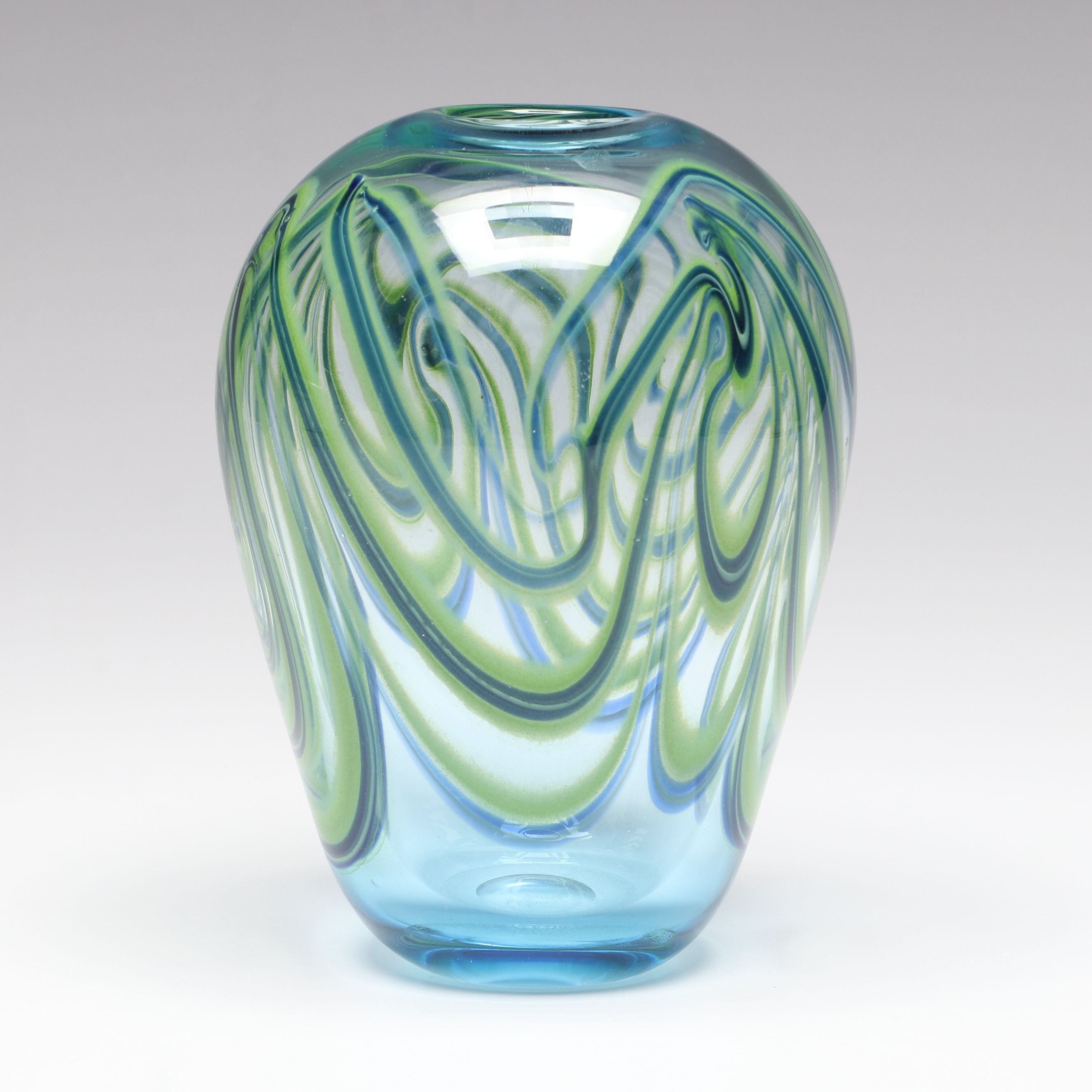 Artist Signed Blown Art Glass Vase, 1980