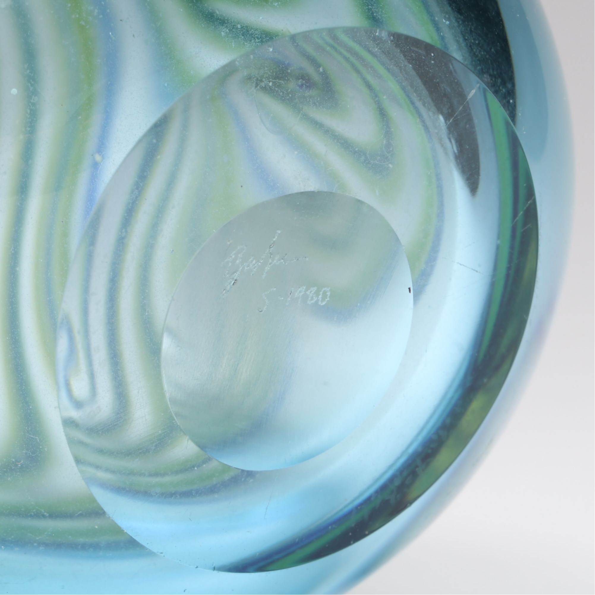 Artist Signed Blown Art Glass Vase, 1980
