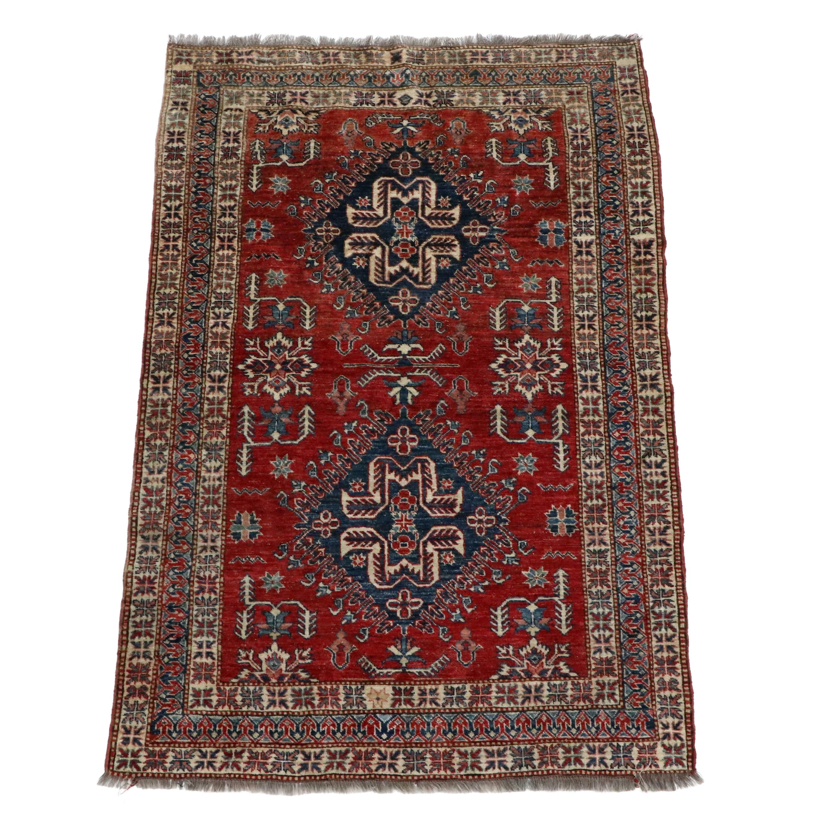 4'11 x 7'5 Hand-Knotted Caucasian Kazak Area Rug