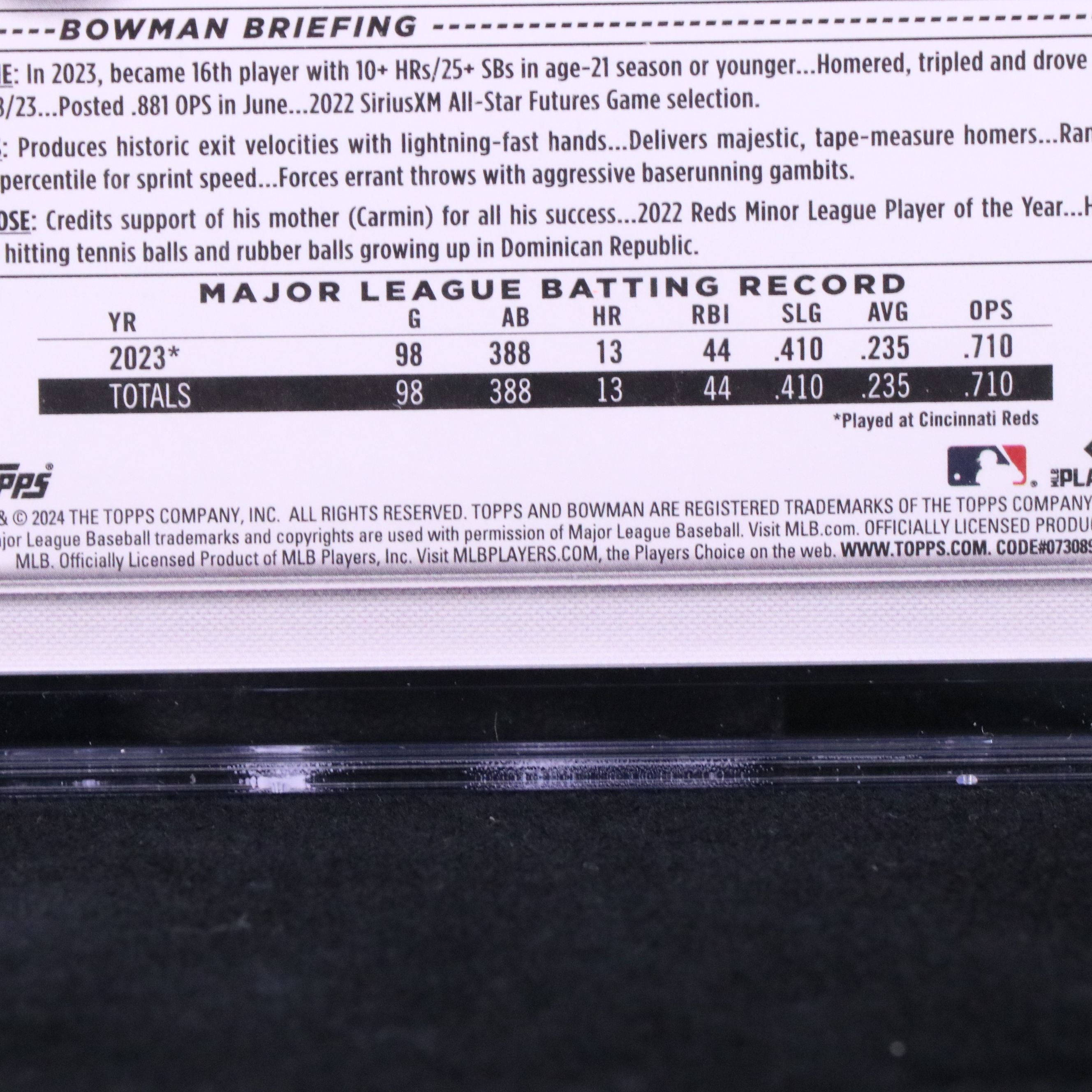 2024 Bowman Elly De La Cruz Cincinnati Reds Rookie Card Graded CGC 10