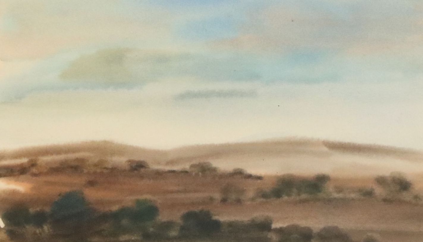 Landscape Watercolor Painting "Cross-Country"