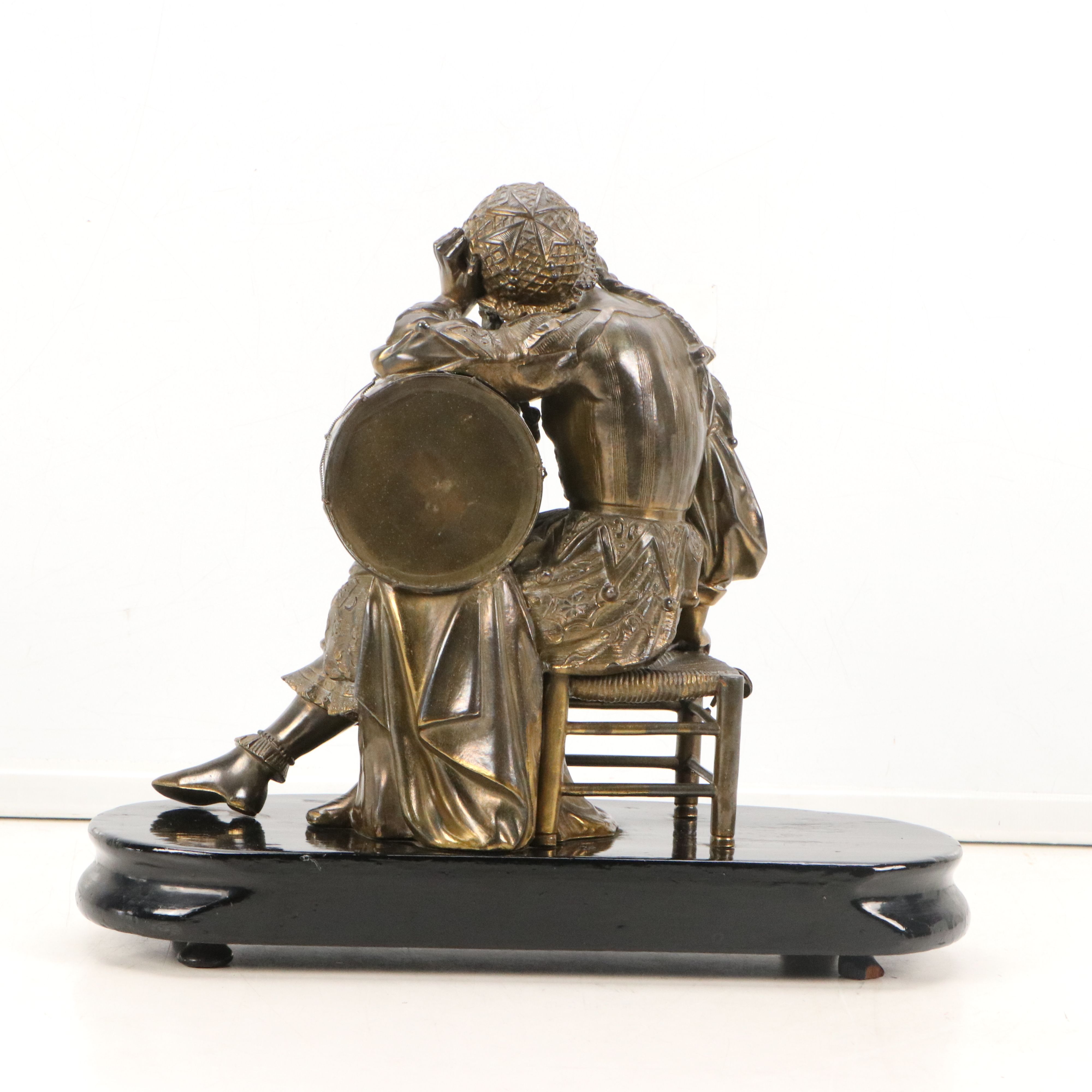 Cast Spelter Statue of Girl with Drum, Late 19th to Early 20th Century
