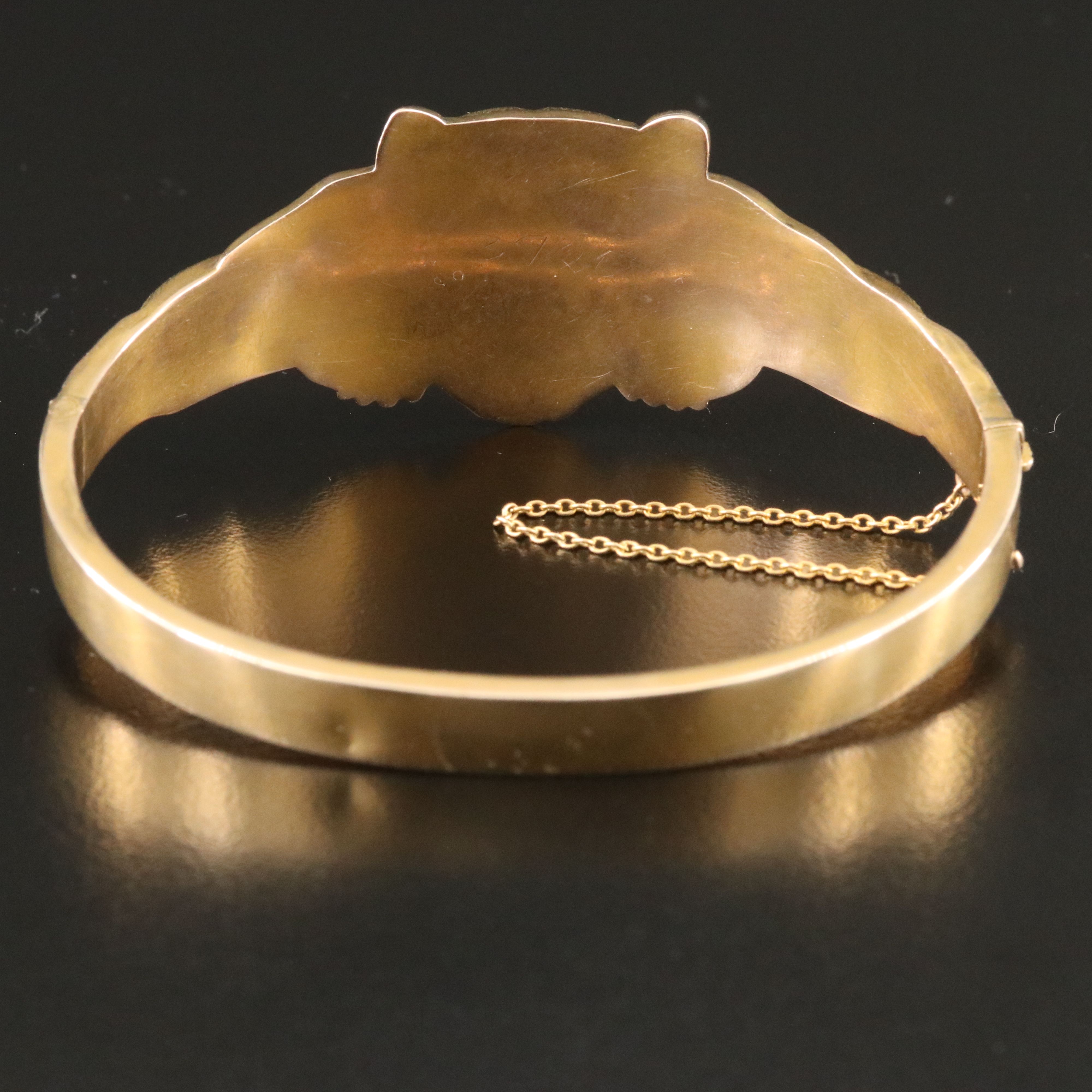 Vintage 10K 0.35 CTW Diamond Bear Bangle Bracelet