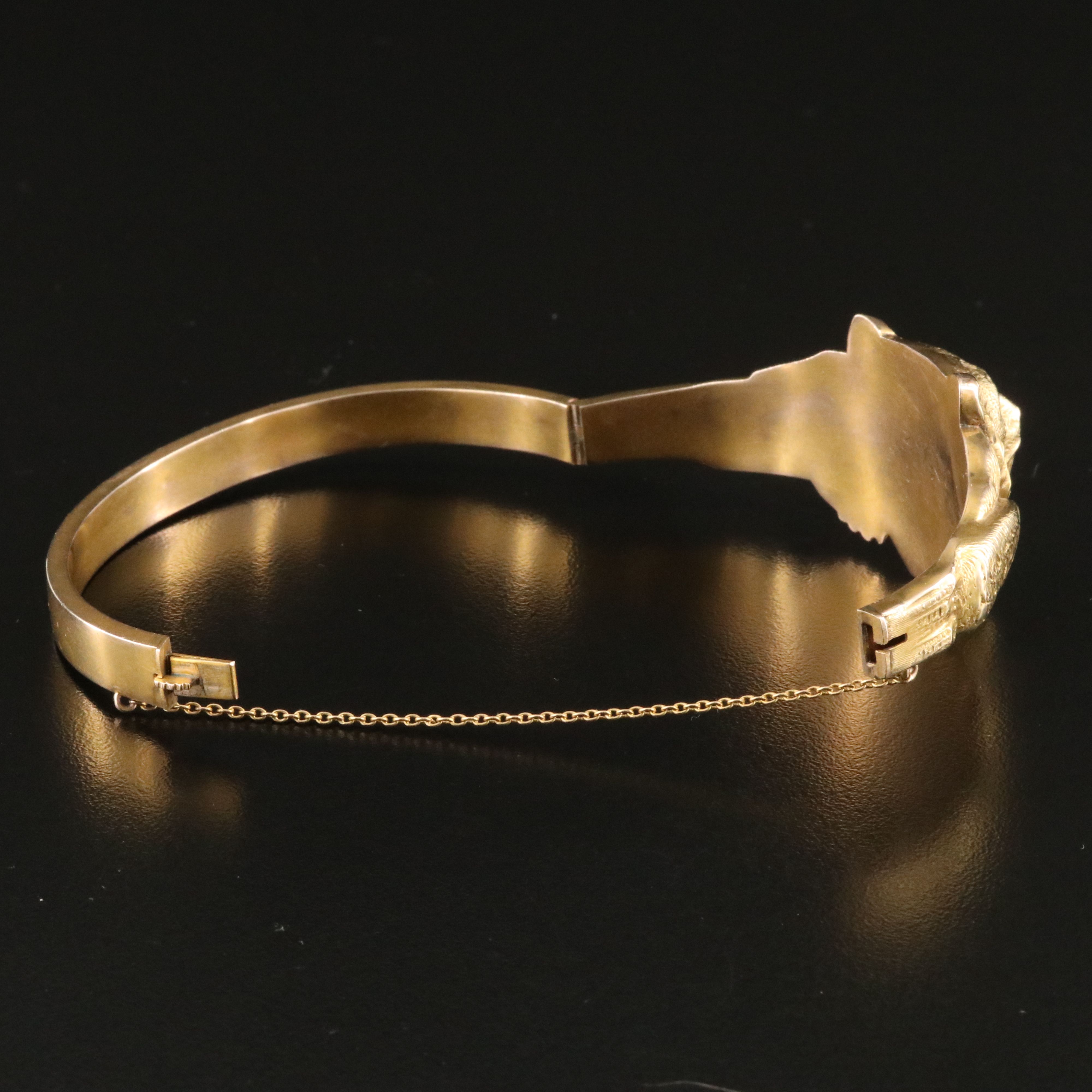 Vintage 10K 0.35 CTW Diamond Bear Bangle Bracelet