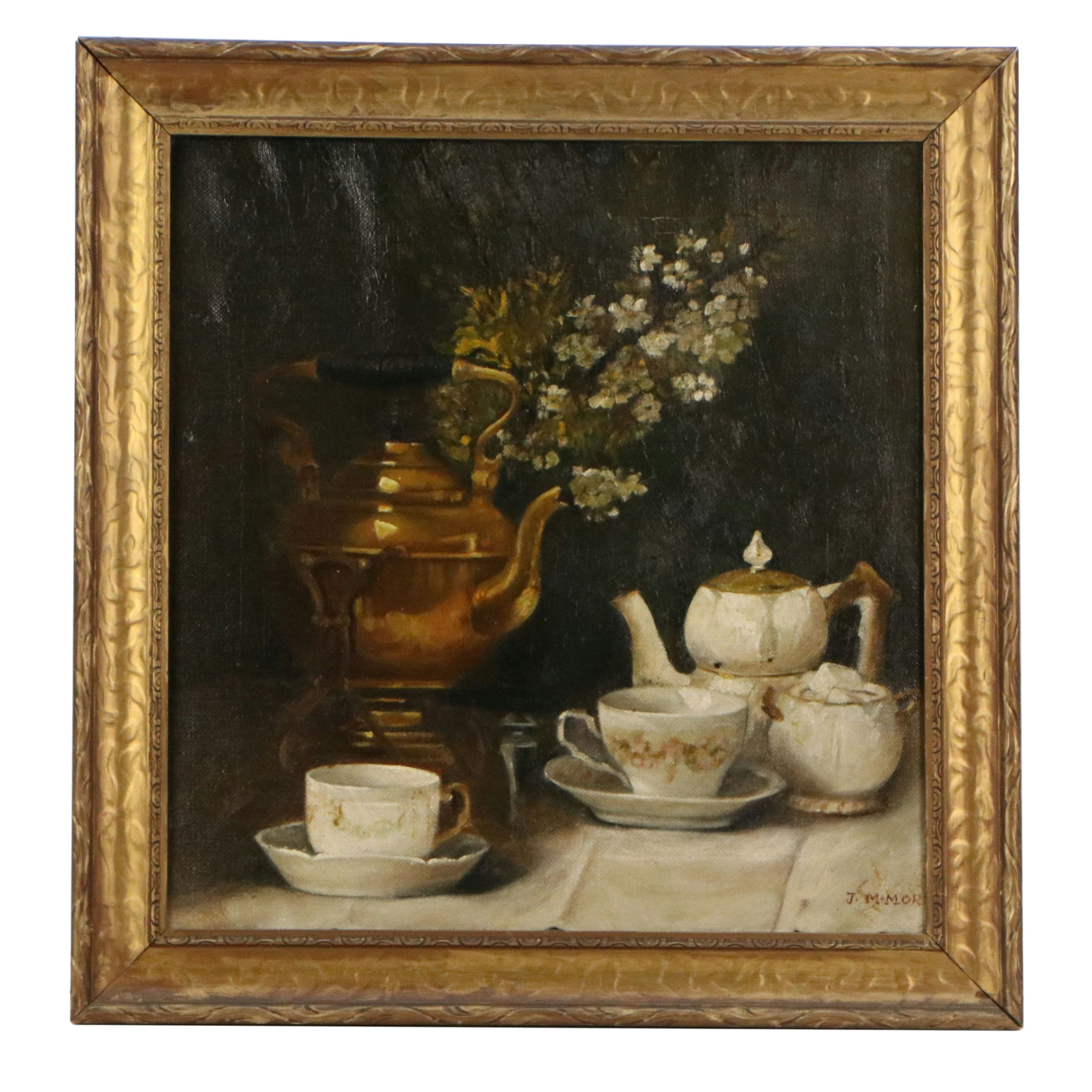 J. M. Morin Still Life Oil Painting, Late 19th or 20th Century