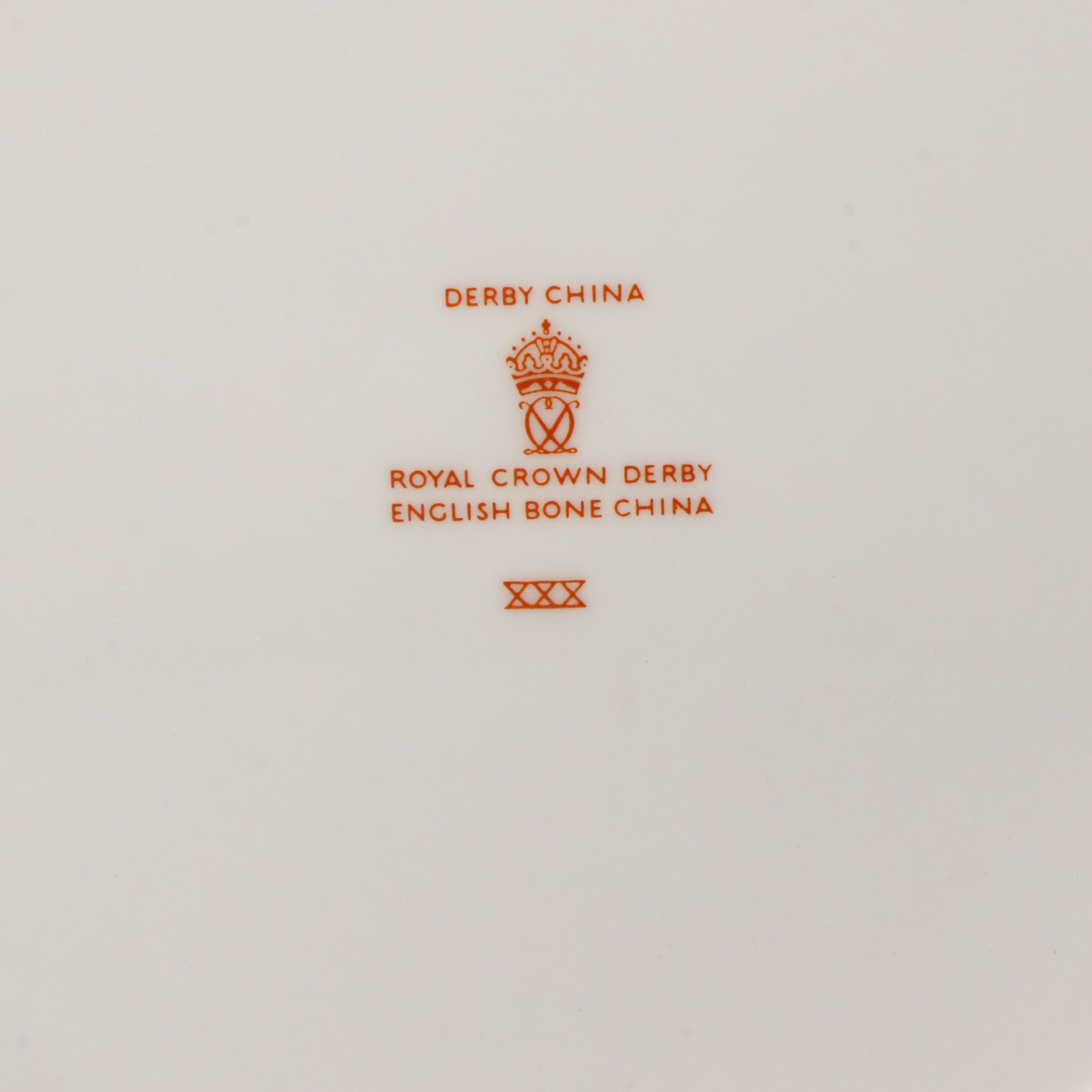Royal Crown Derby "Heraldic Maroon" Bone China Salad Pates, Teacups and Saucers