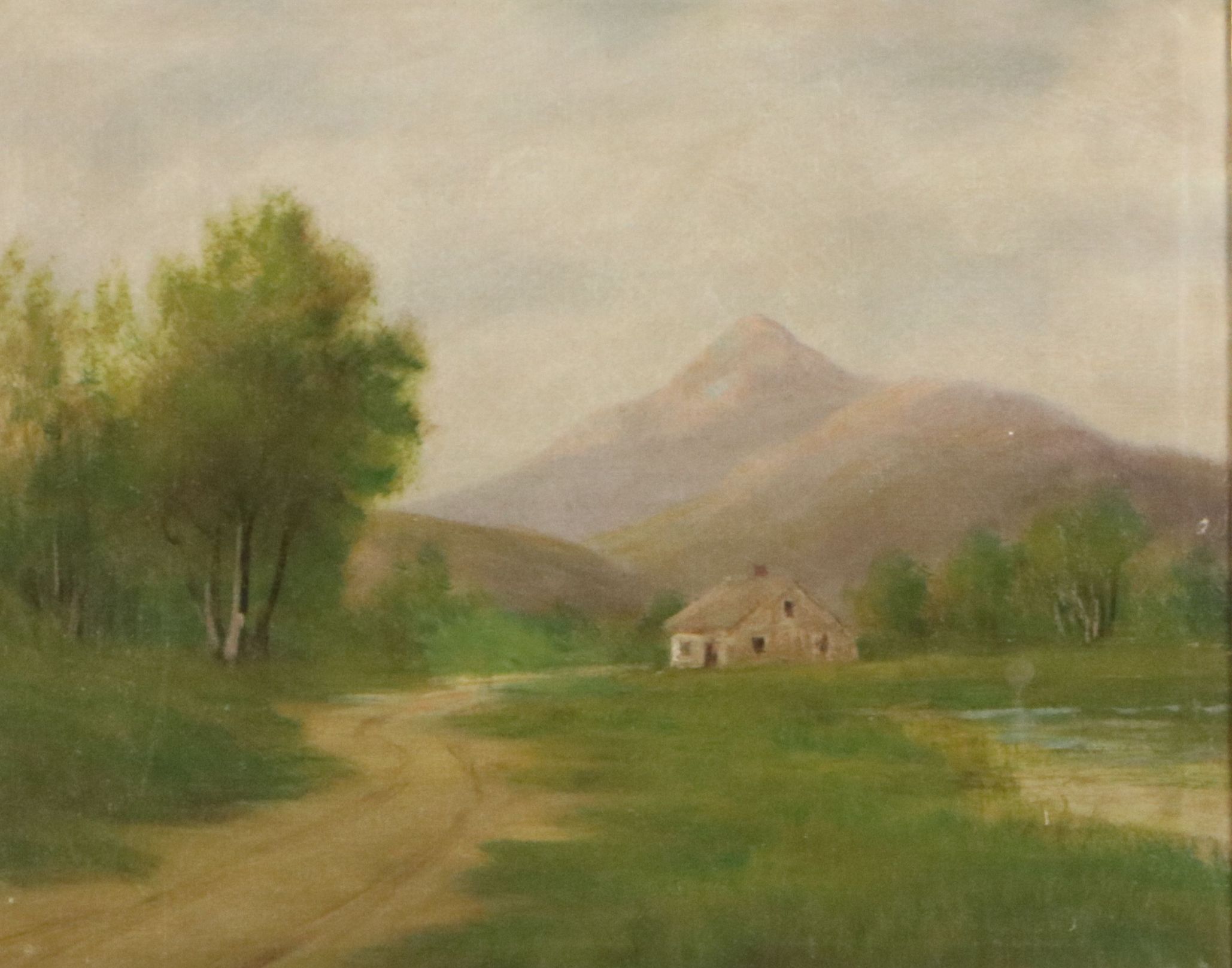 Rural Mountainous Landscape with Cottage Oil Painting, 20th Century