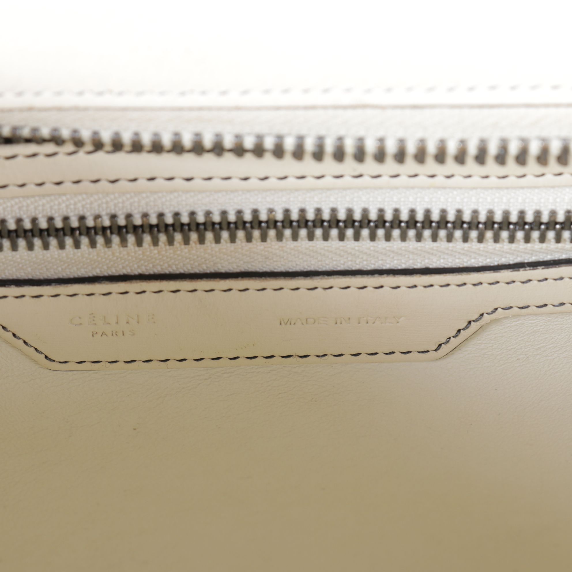 Céline Micro Luggage Tote in Ivory Calfskin Leather