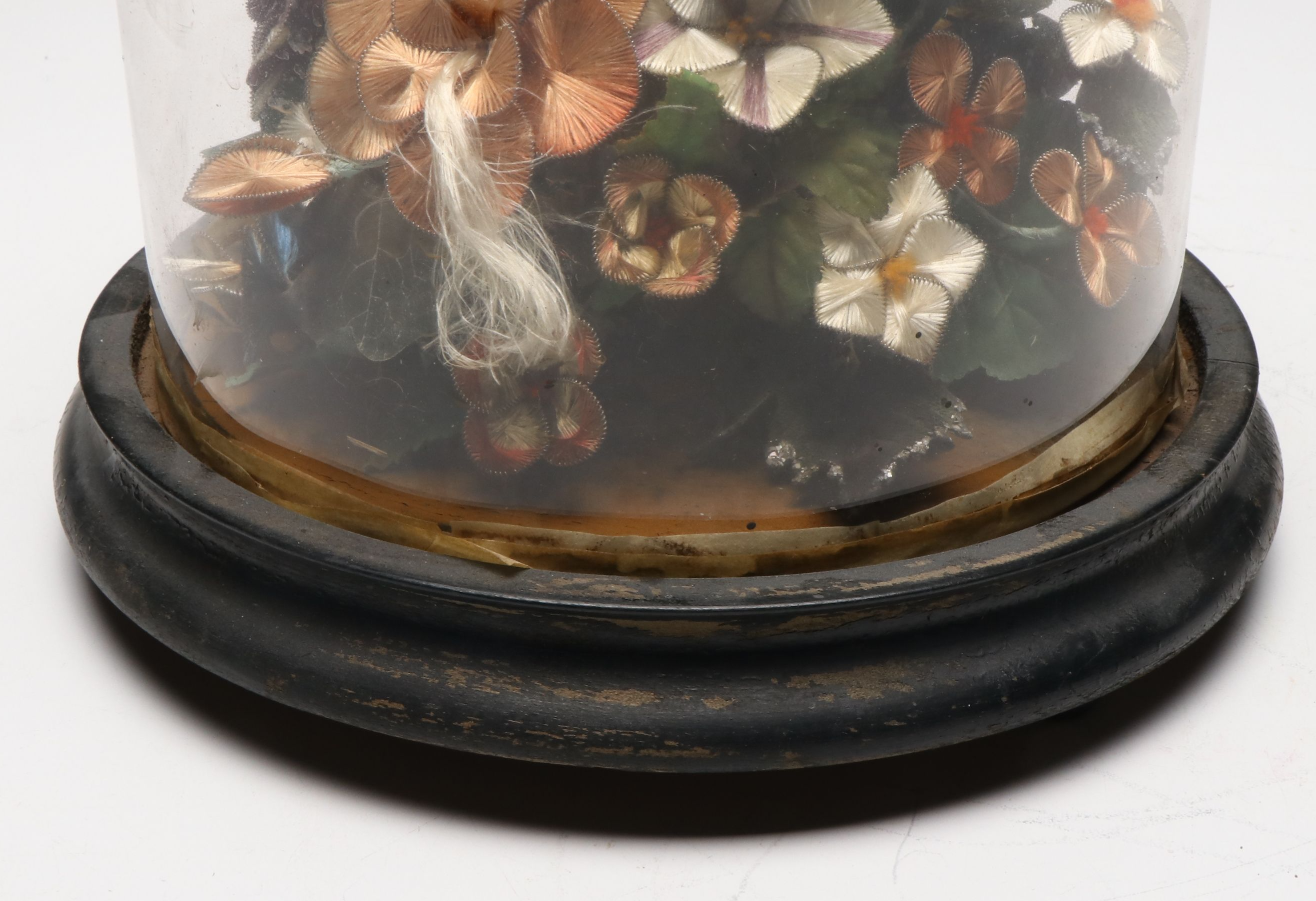 Victorian Style Cloche with Silk Wire Work Floral Bouquets
