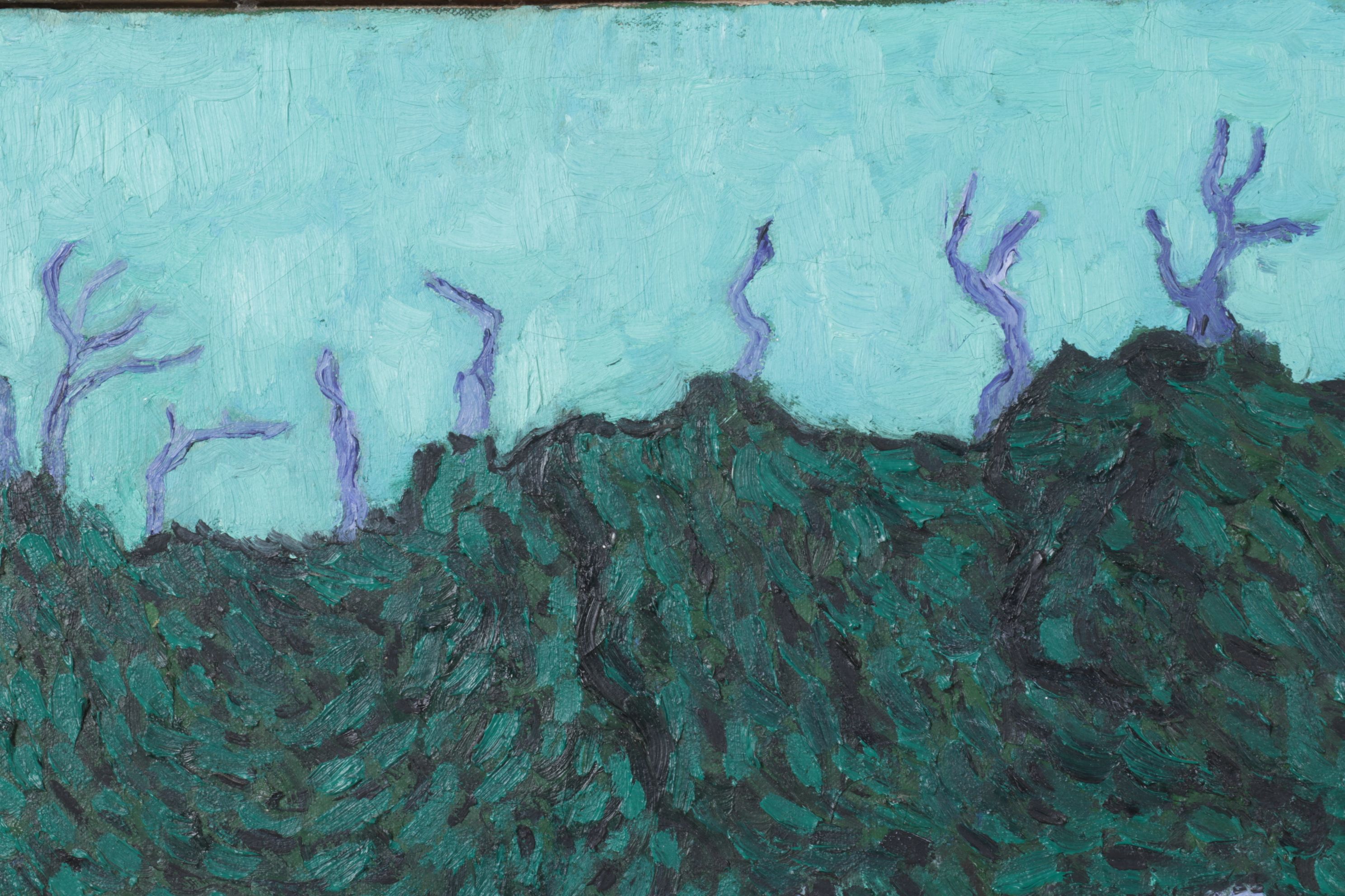 Impressionistic Style Impasto Oil Painting of Forest Landscape, 1981