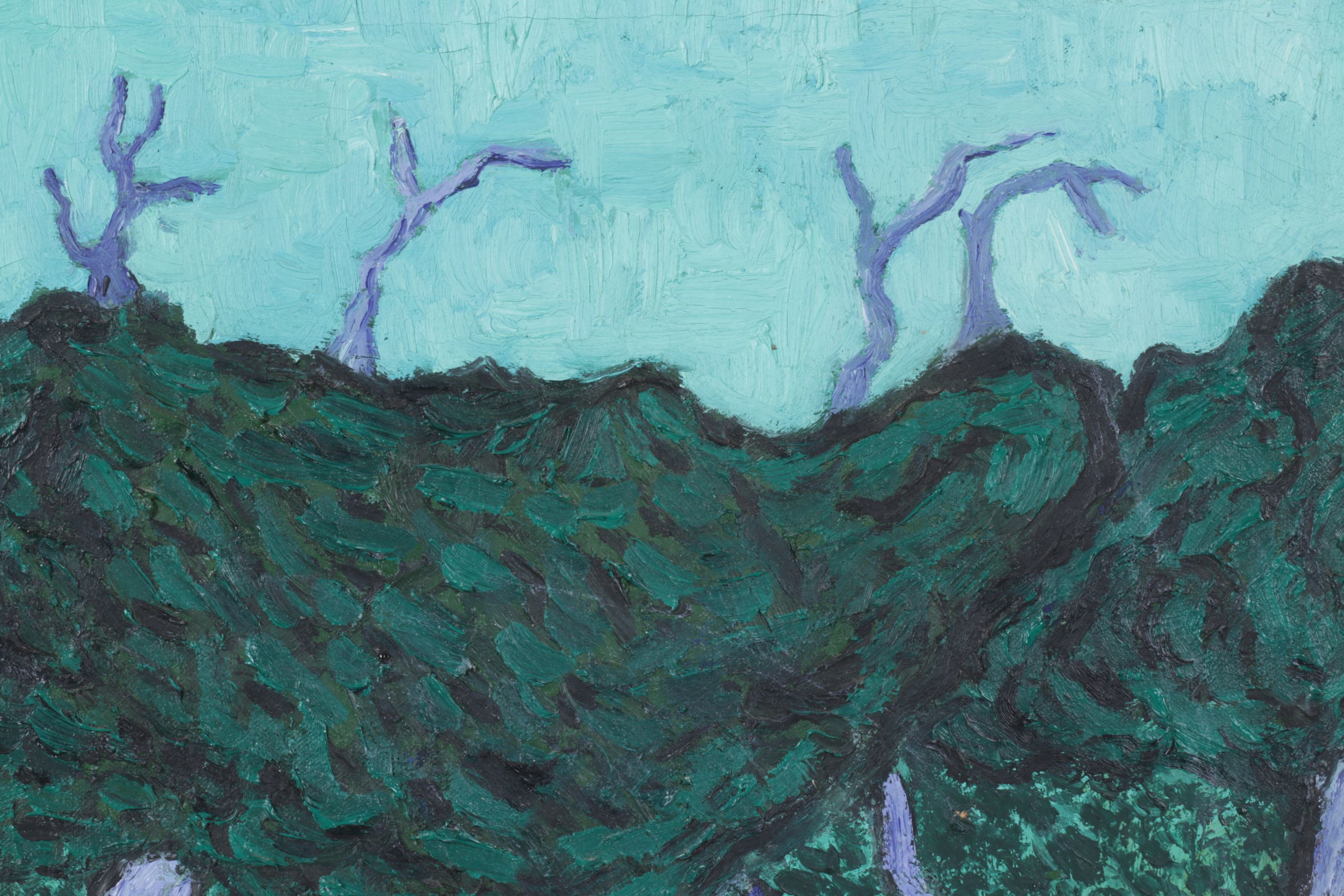 Impressionistic Style Impasto Oil Painting of Forest Landscape, 1981