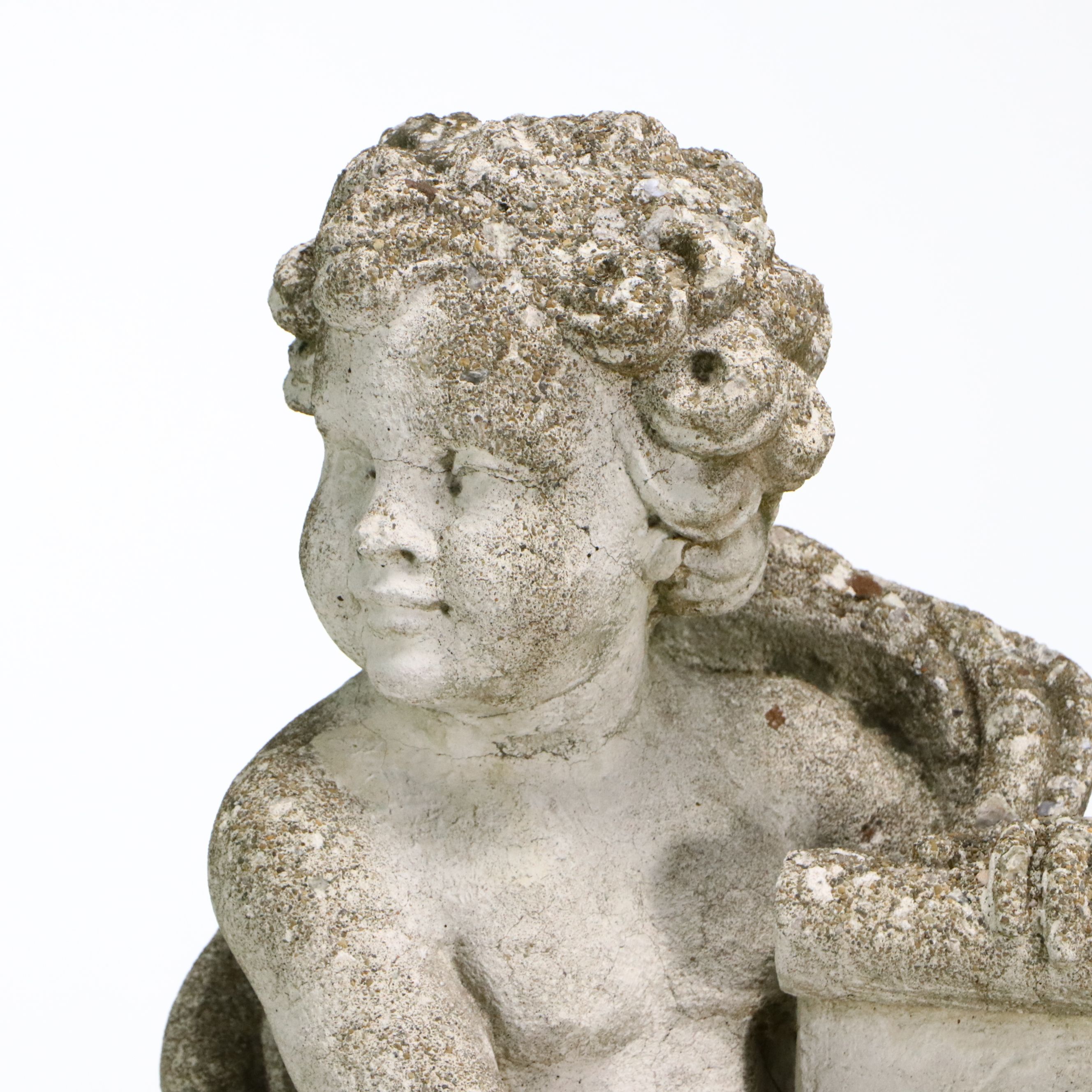 Concrete Cherub Garden Statue with Stand