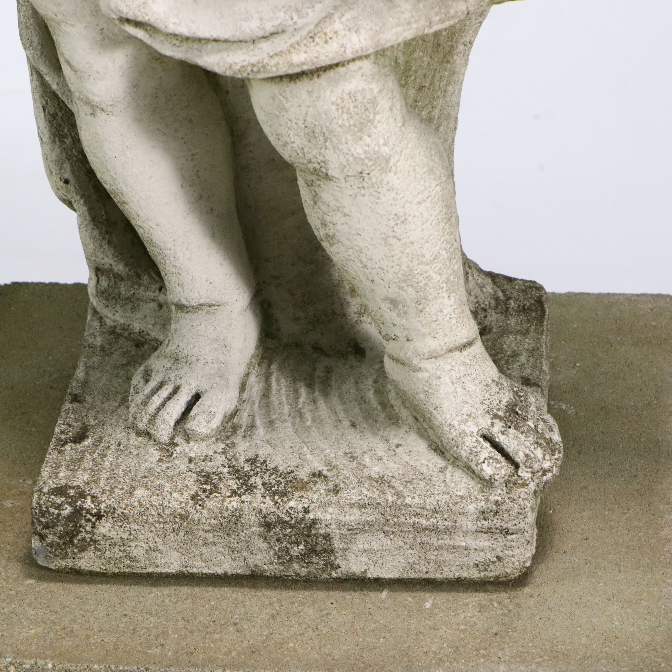 Concrete Cherub Garden Statue with Stand