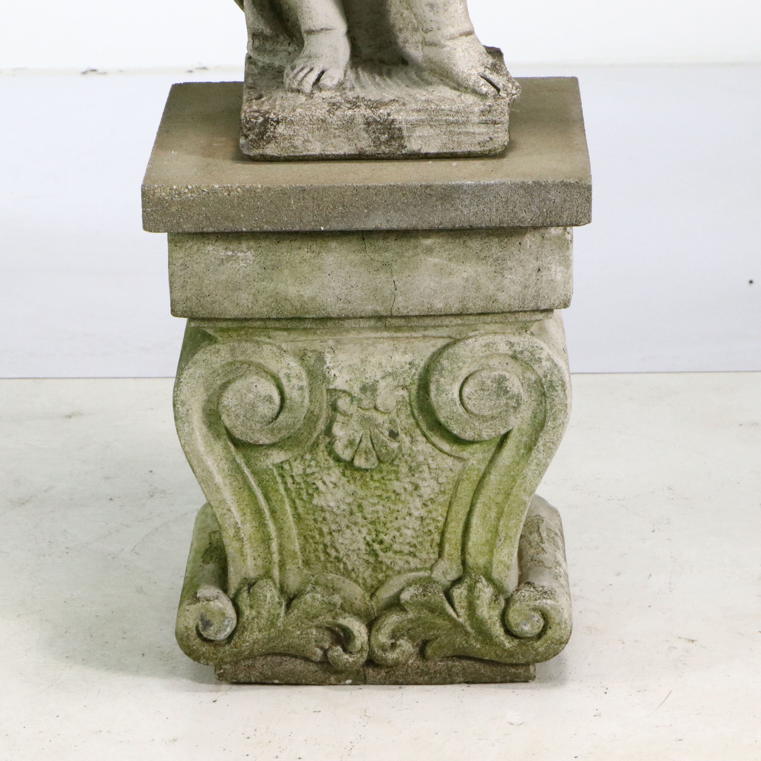 Concrete Cherub Garden Statue with Stand