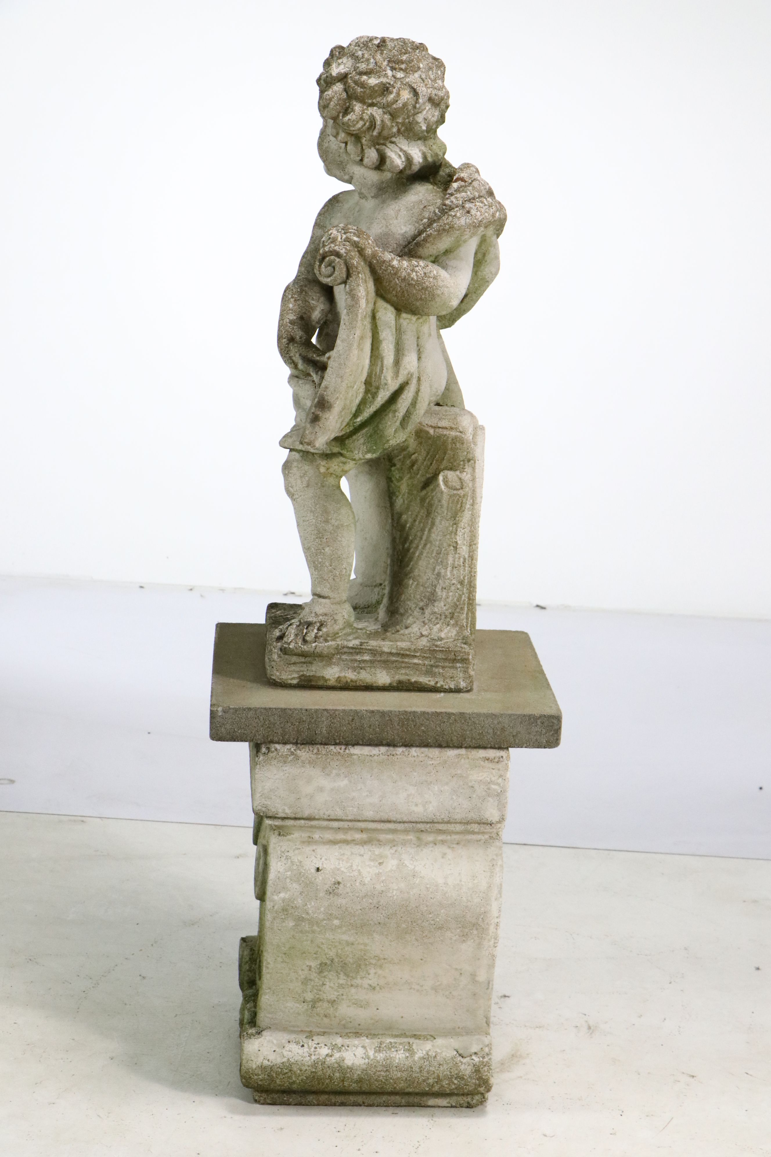 Concrete Cherub Garden Statue with Stand