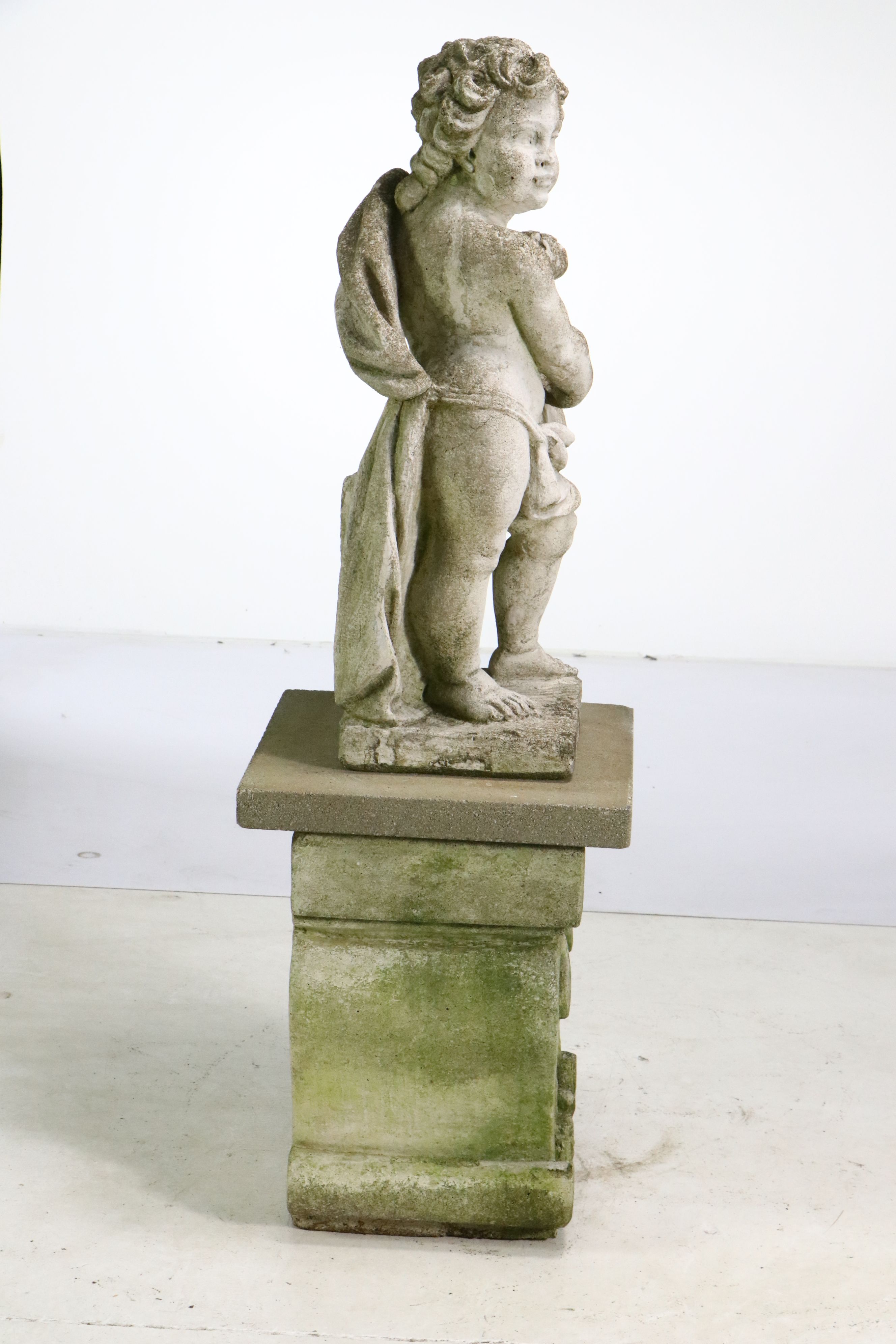 Concrete Cherub Garden Statue with Stand