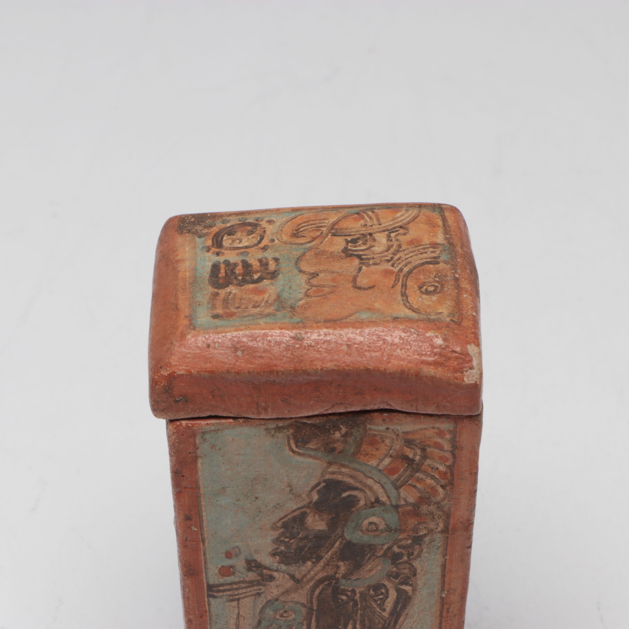 Pre-Columbian Mayan Style Polychrome Lidded Vessel