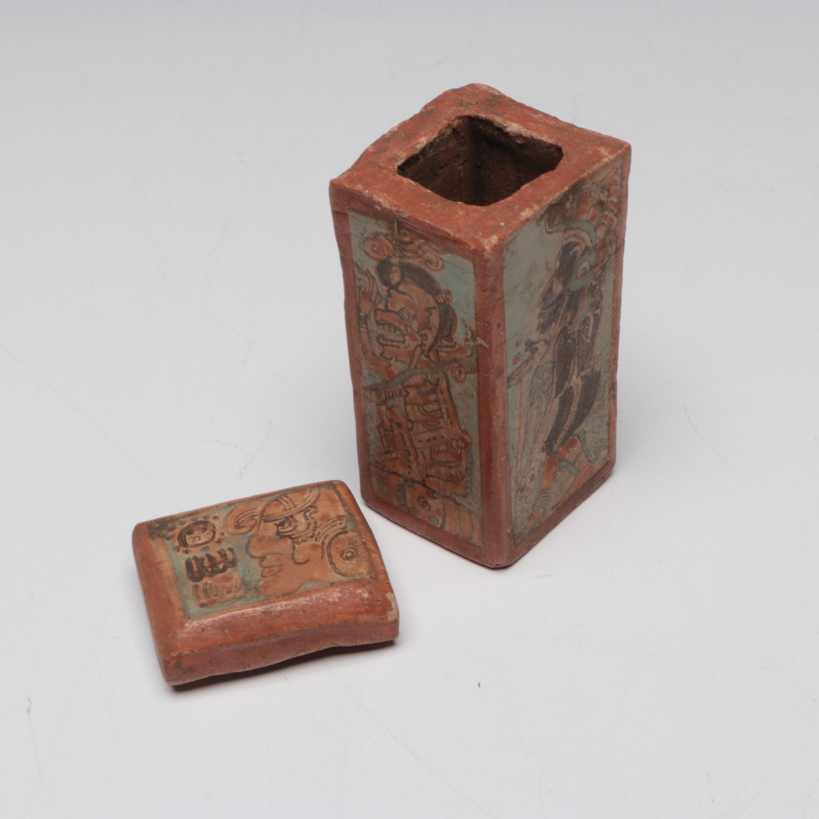 Pre-Columbian Mayan Style Polychrome Lidded Vessel