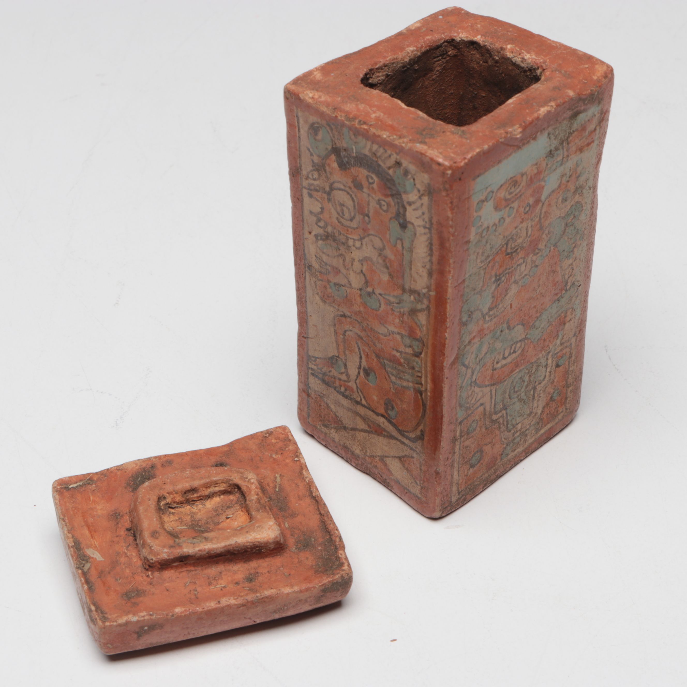 Pre-Columbian Mayan Style Polychrome Lidded Vessel