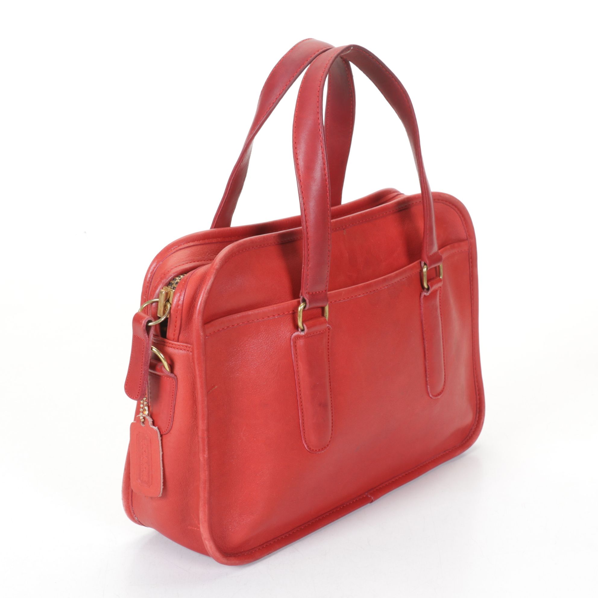 Coach Skinny Flight Bag in Red Leather, 1980s