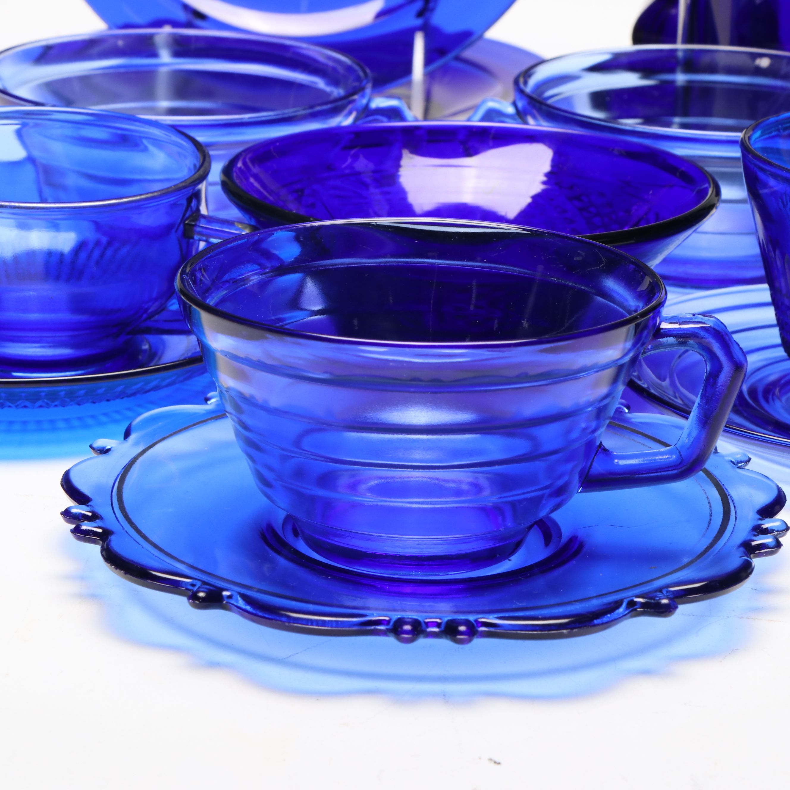 Hazel-Atlas "Moderntone Cobalt Blue" Cream Soup Bowls and Other Depression Glass