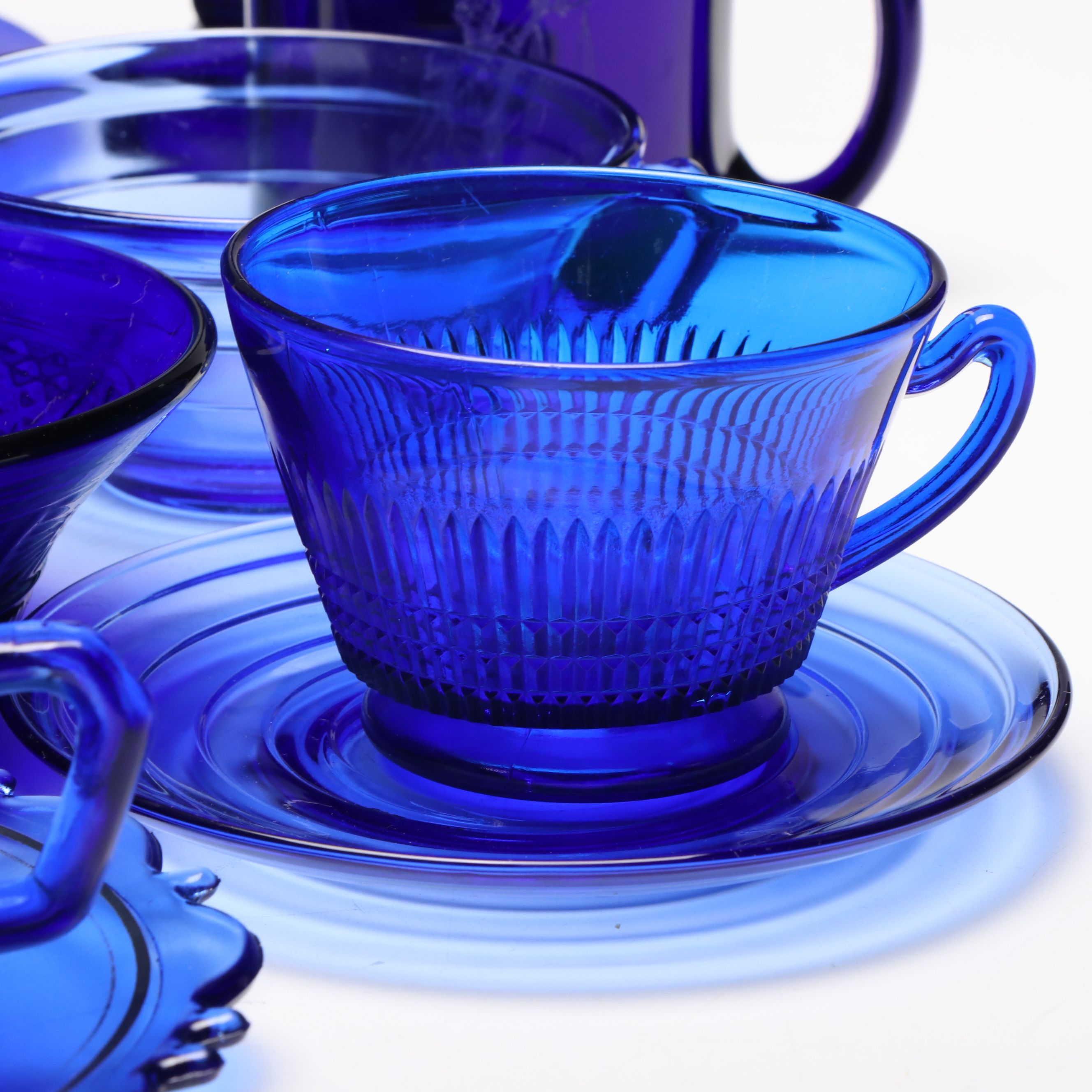 Hazel-Atlas "Moderntone Cobalt Blue" Cream Soup Bowls and Other Depression Glass