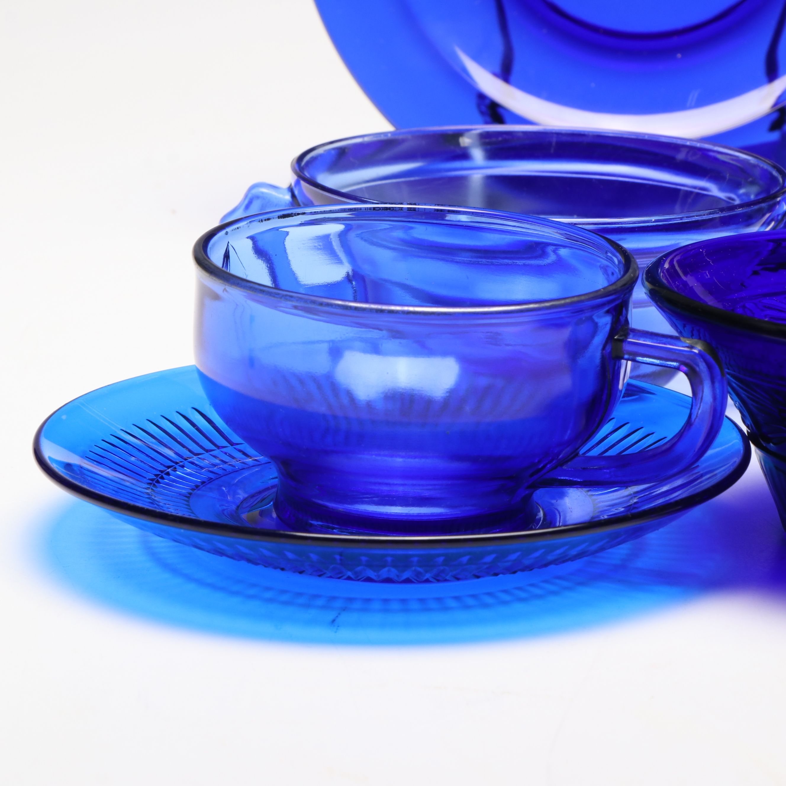 Hazel-Atlas "Moderntone Cobalt Blue" Cream Soup Bowls and Other Depression Glass