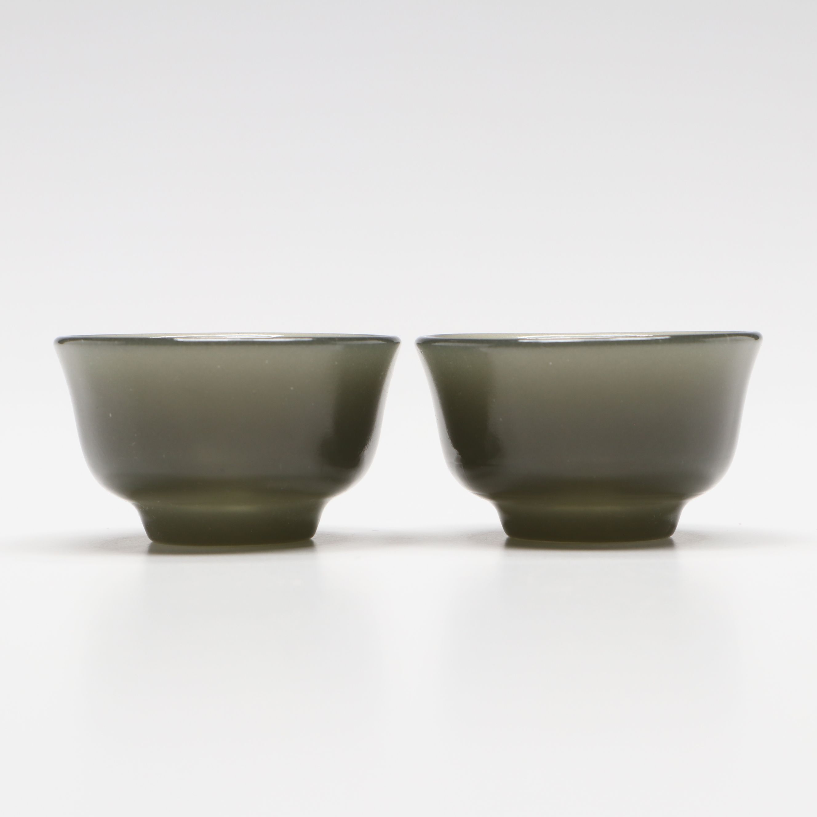 East Asian Style Smoky Green Glass Sake Cups