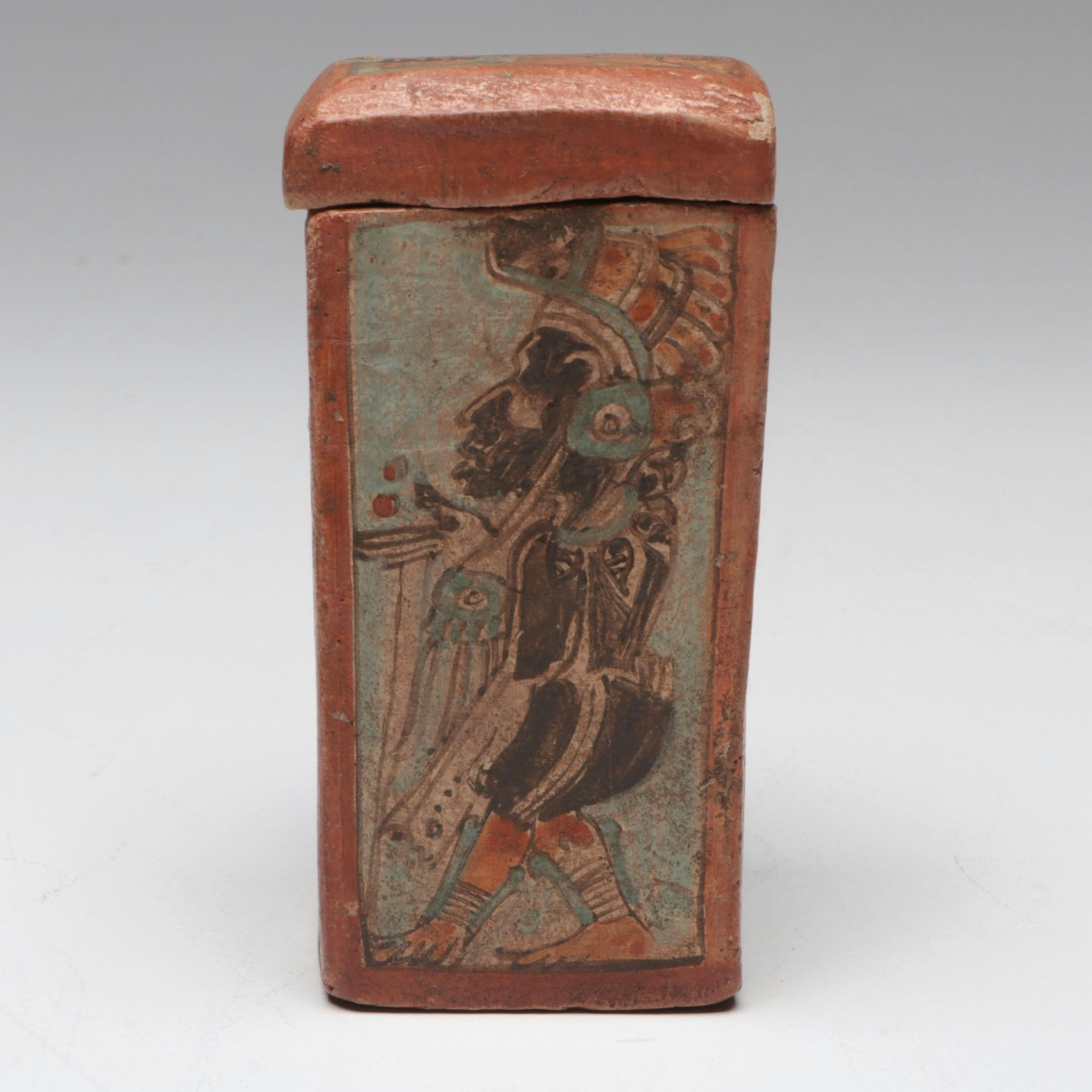 Pre-Columbian Mayan Style Polychrome Lidded Vessel