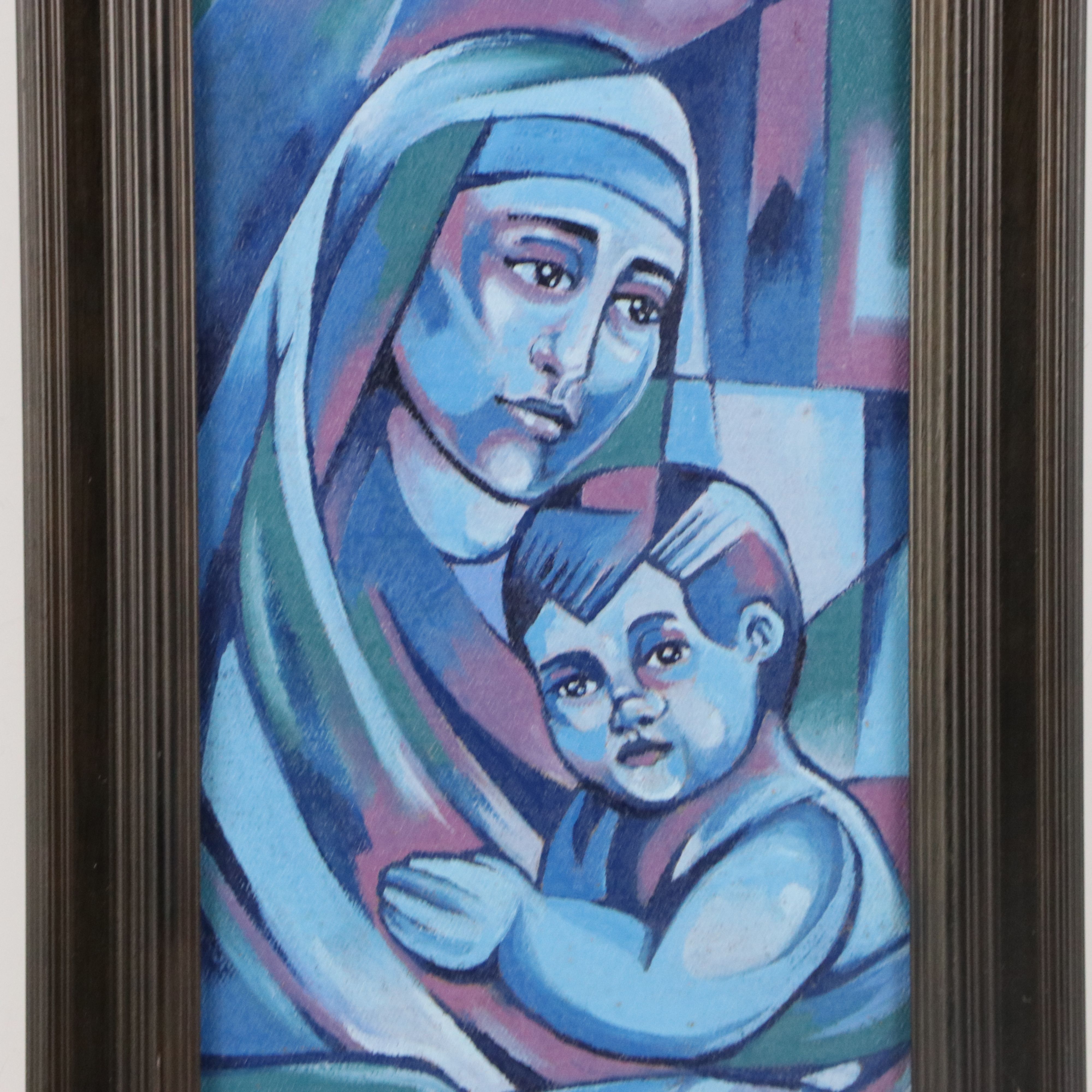 E. Córdova Oil Painting of Mother with Child, 2011