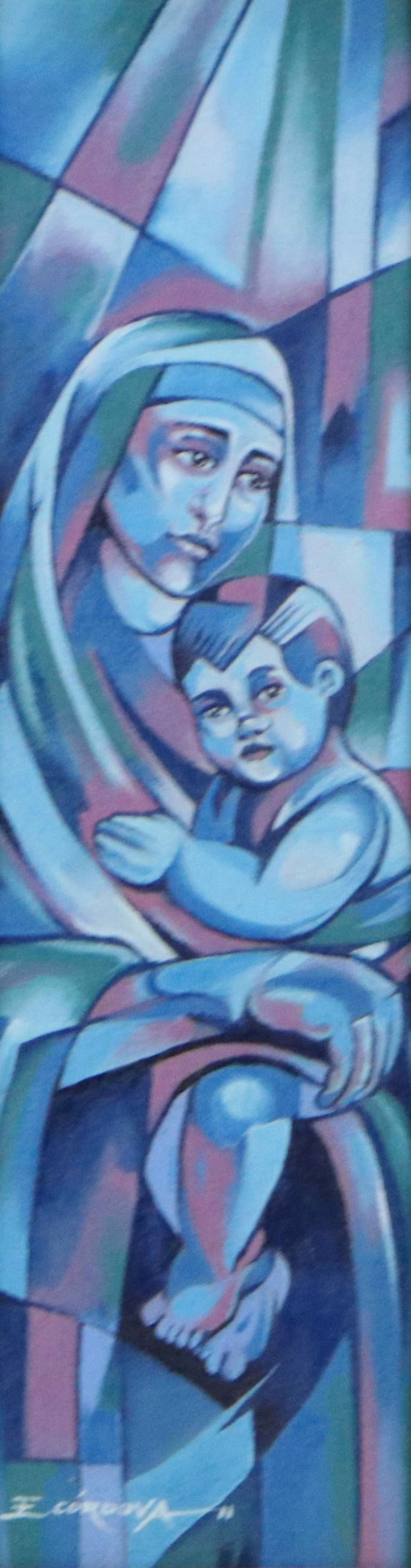 E. Córdova Oil Painting of Mother with Child, 2011